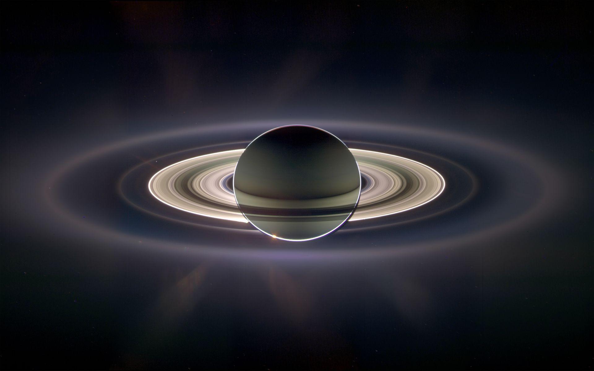 1920x1200 Probe Cassini Front Of The Planet Saturn With Rings Desktop