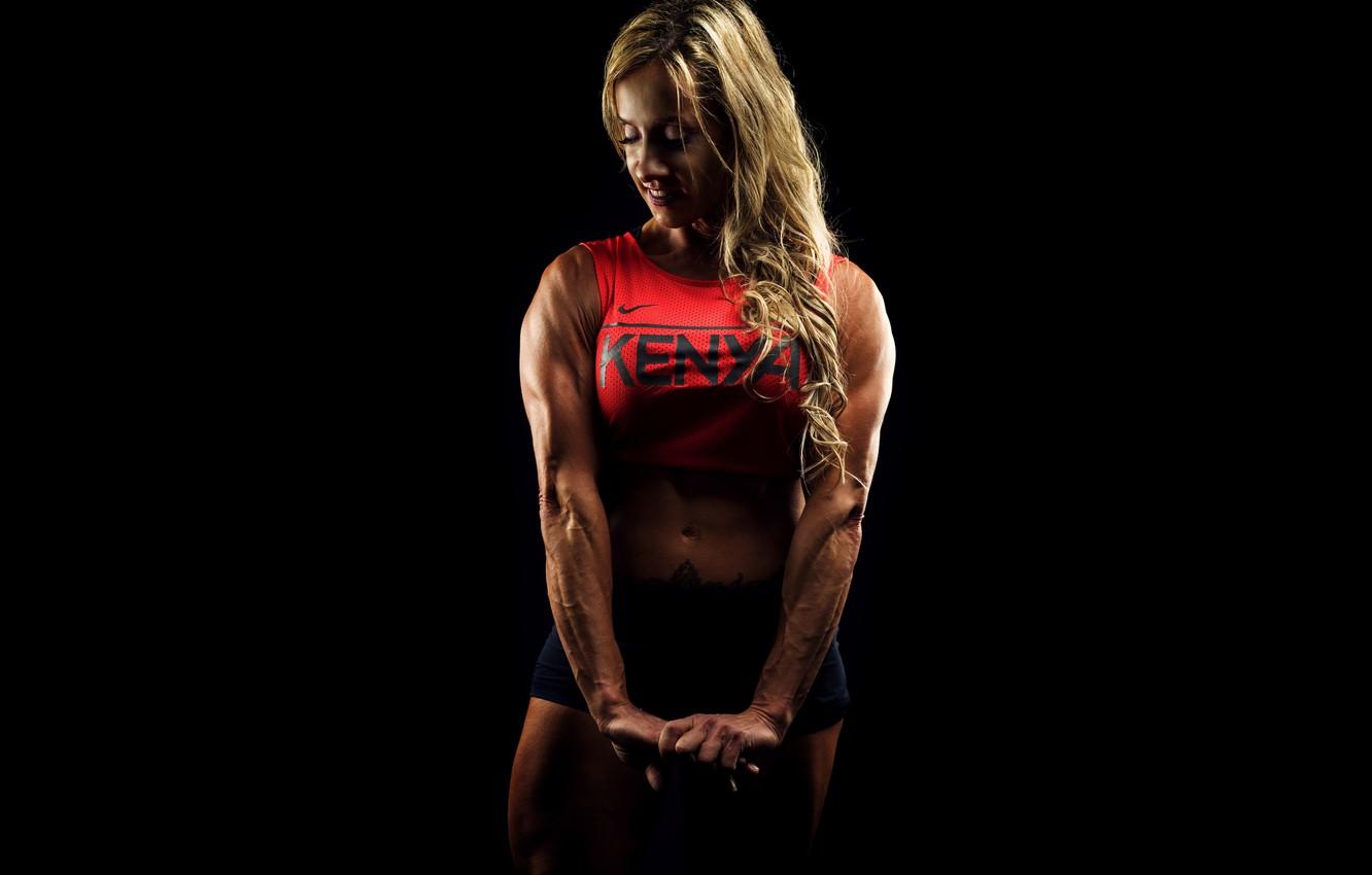 1332x850 Wallpaper girl, muscles, blonde, female, fitness image for desktop, section девушки