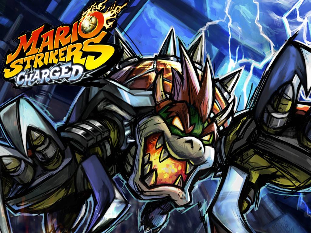 1024x768 Mario Strikers Charged Bowser. AH! So scary run for your li