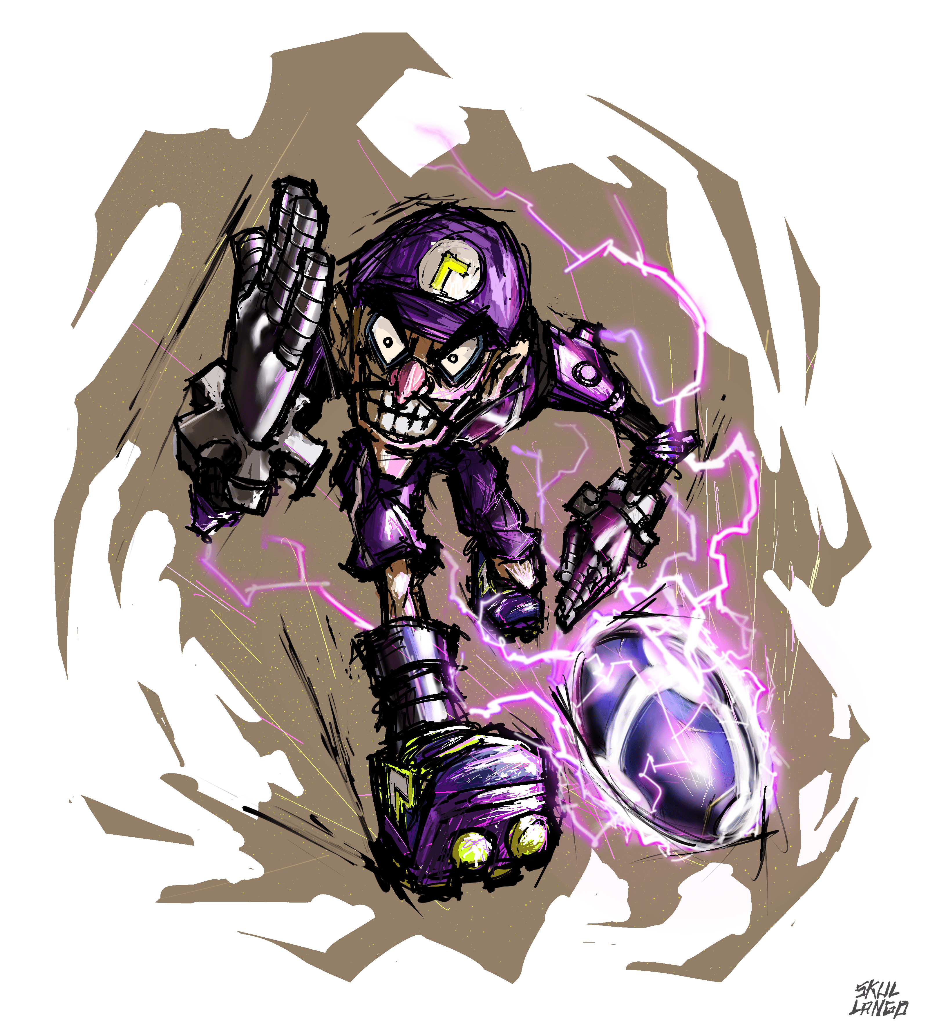 3199x3571 FULL SPEED WALUIGI [MARIO STRIKERS] by skullango on Newgrounds