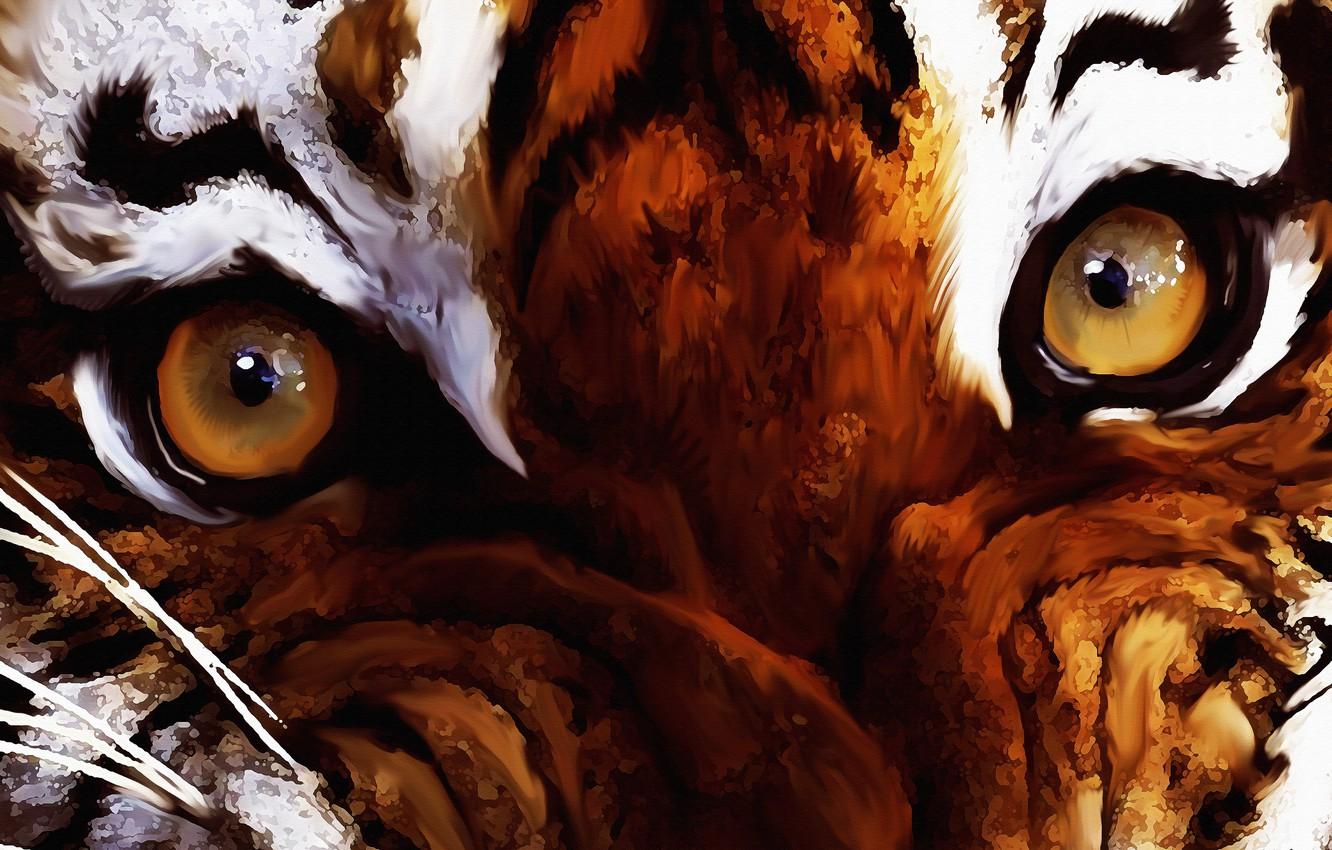 1332x850 Wallpaper eyes, look, Digital Art, year of the tiger, axlsalles image for desktop, section живопись
