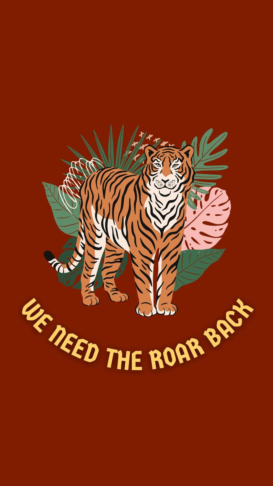 900x1600 Red and Orange Year of the Tiger Campaign Chinese New Year Phone Wallpaper