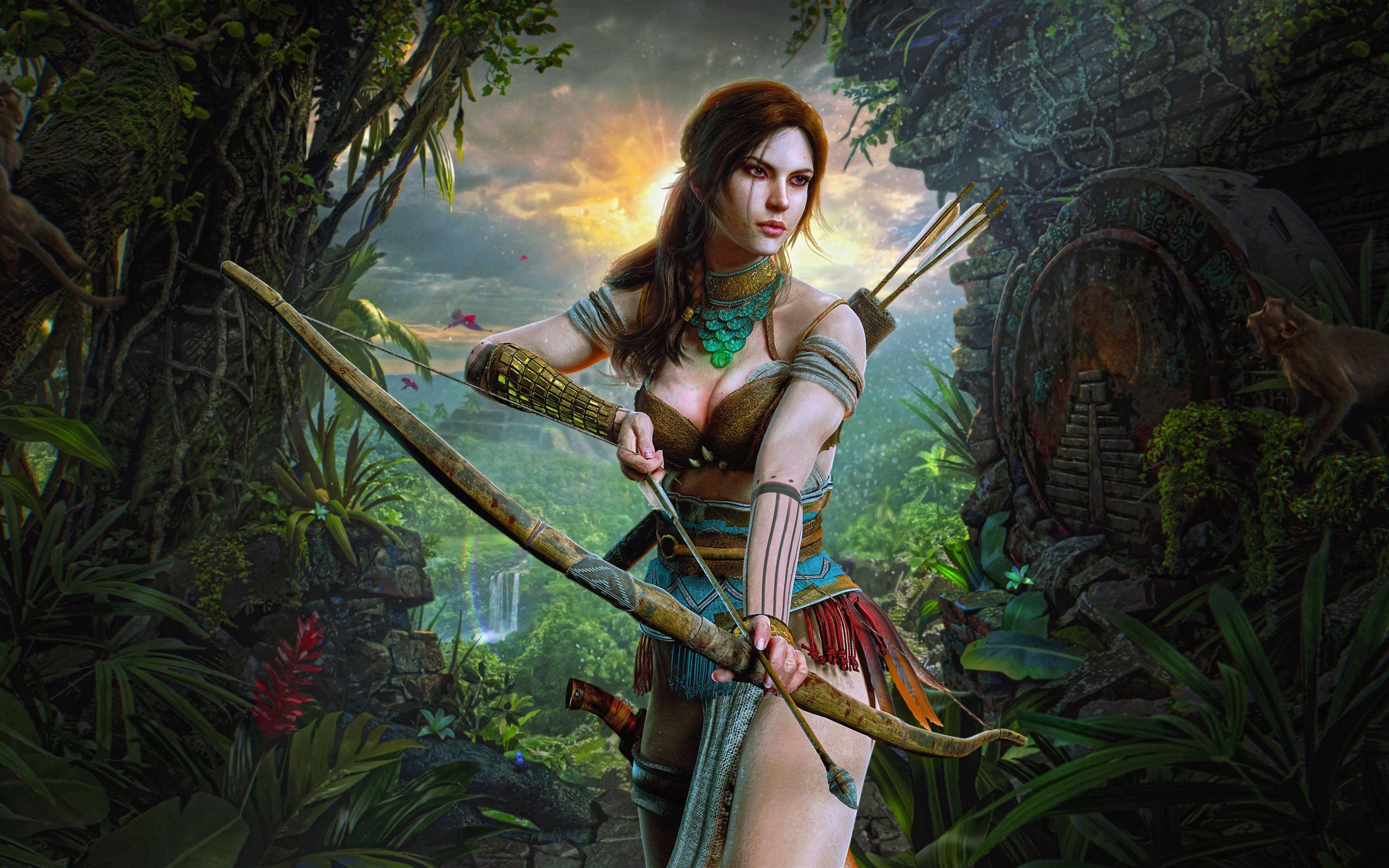 2560x1600 lara croft hunter girl 8k Mac Wallpaper Download