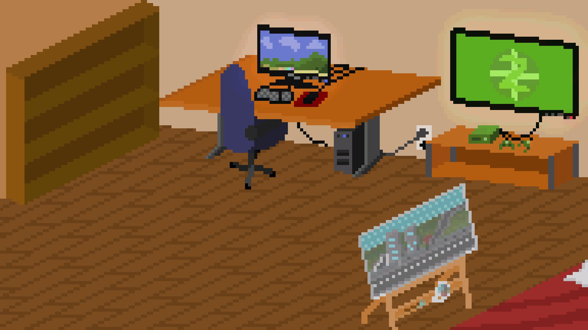 1920x1080 Pixel Art Office Desktop Wallpaper (16:9)