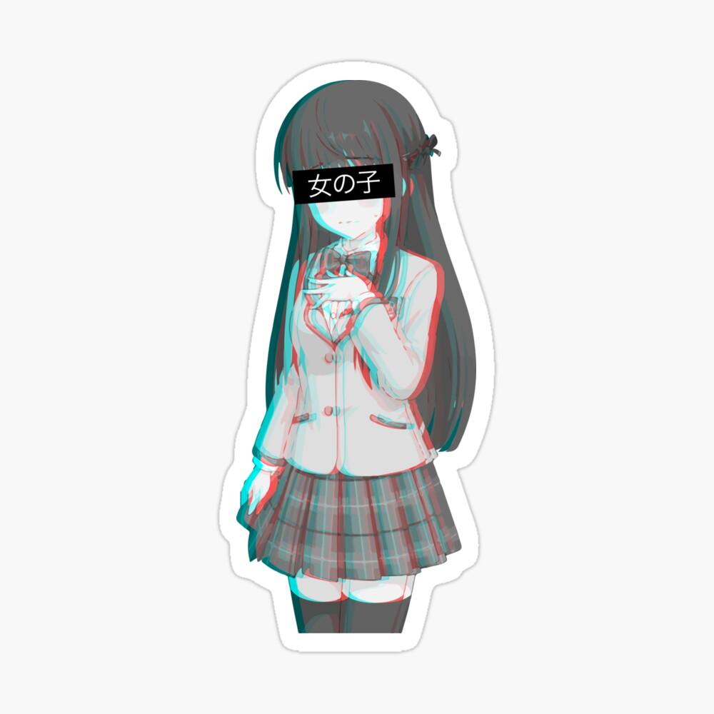 1000x1000 Anime Glitch Girl White Kids T Shirt