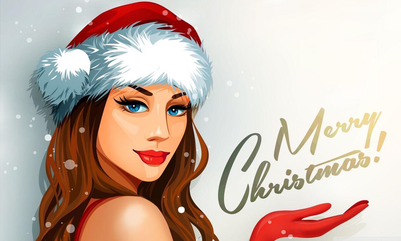 1280x768 Christmas Girl Art Wallpaper