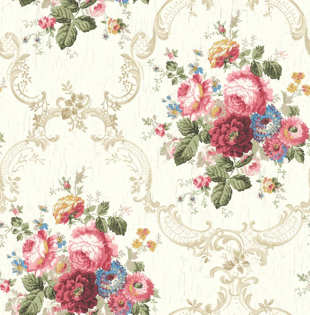 1000x1018 Garden Cameo Wallpaper in Classic Rose from the Spring Garden