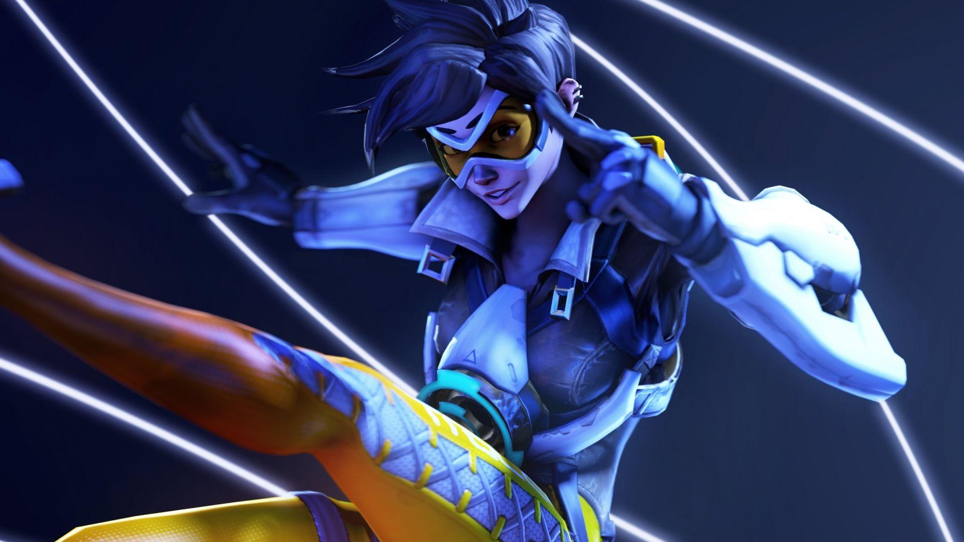 1920x1080 Tracer, overwatch, artwork, yellow sunglasses, game wallpaper, HD image, picture, background, ade64a