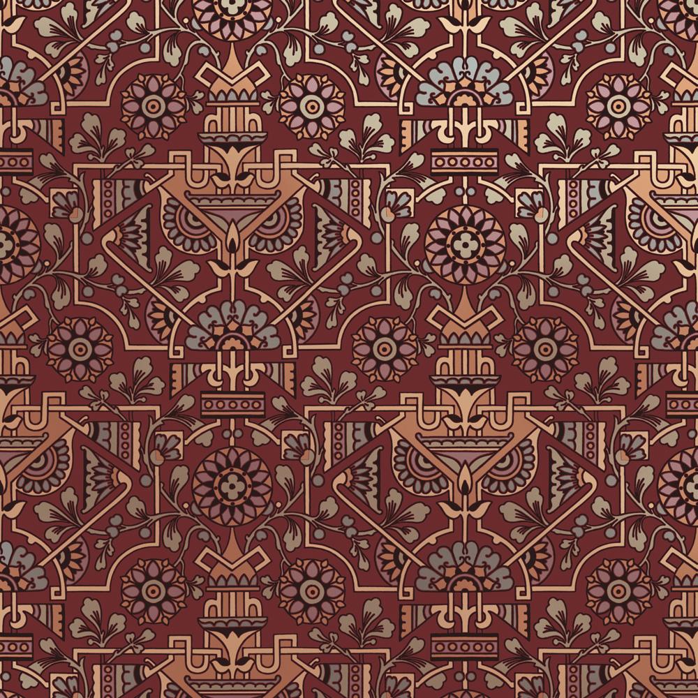 1000x1000 Bradbury Art Design Wallpaper. Victorian Style. Centennial Burgundy Wall Fill