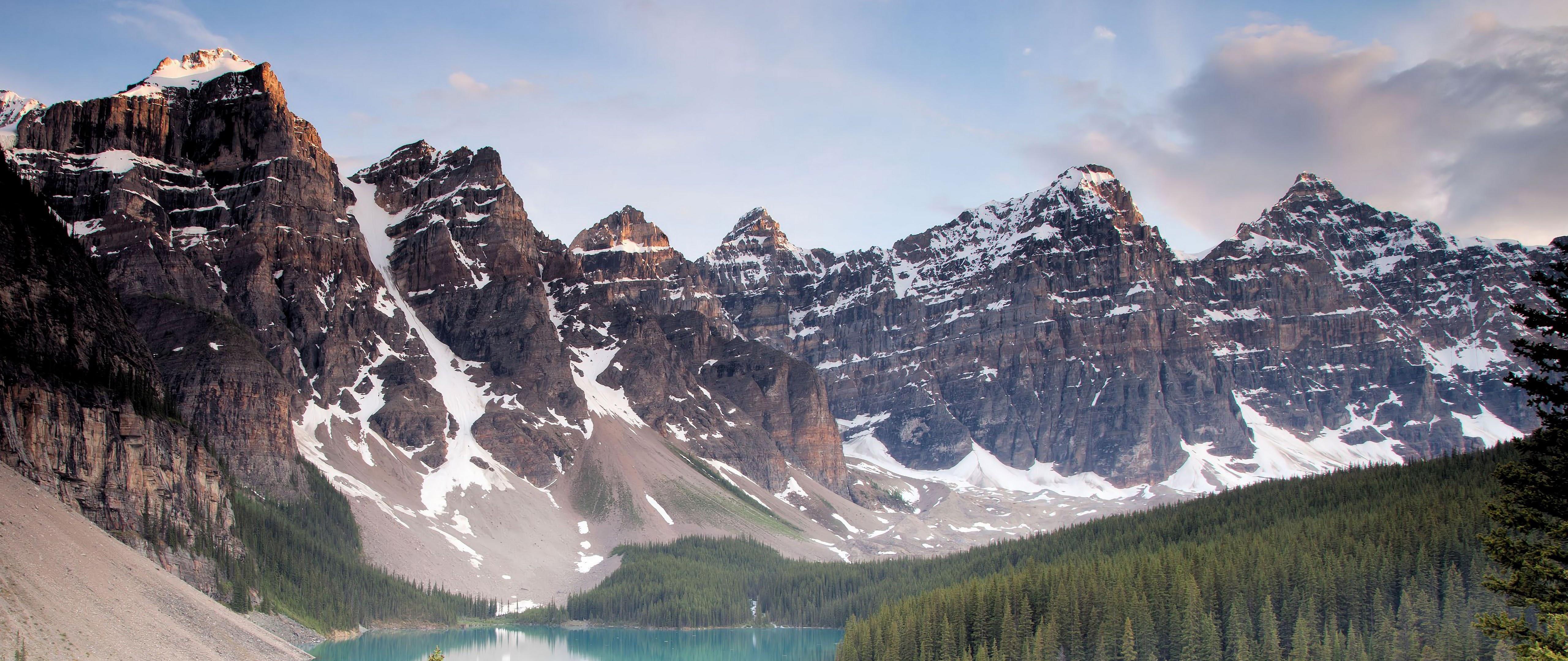 5120x2160 Moraine Lake National Park Canada Scenery Mountain LandscapeNature 4K Wallpaper