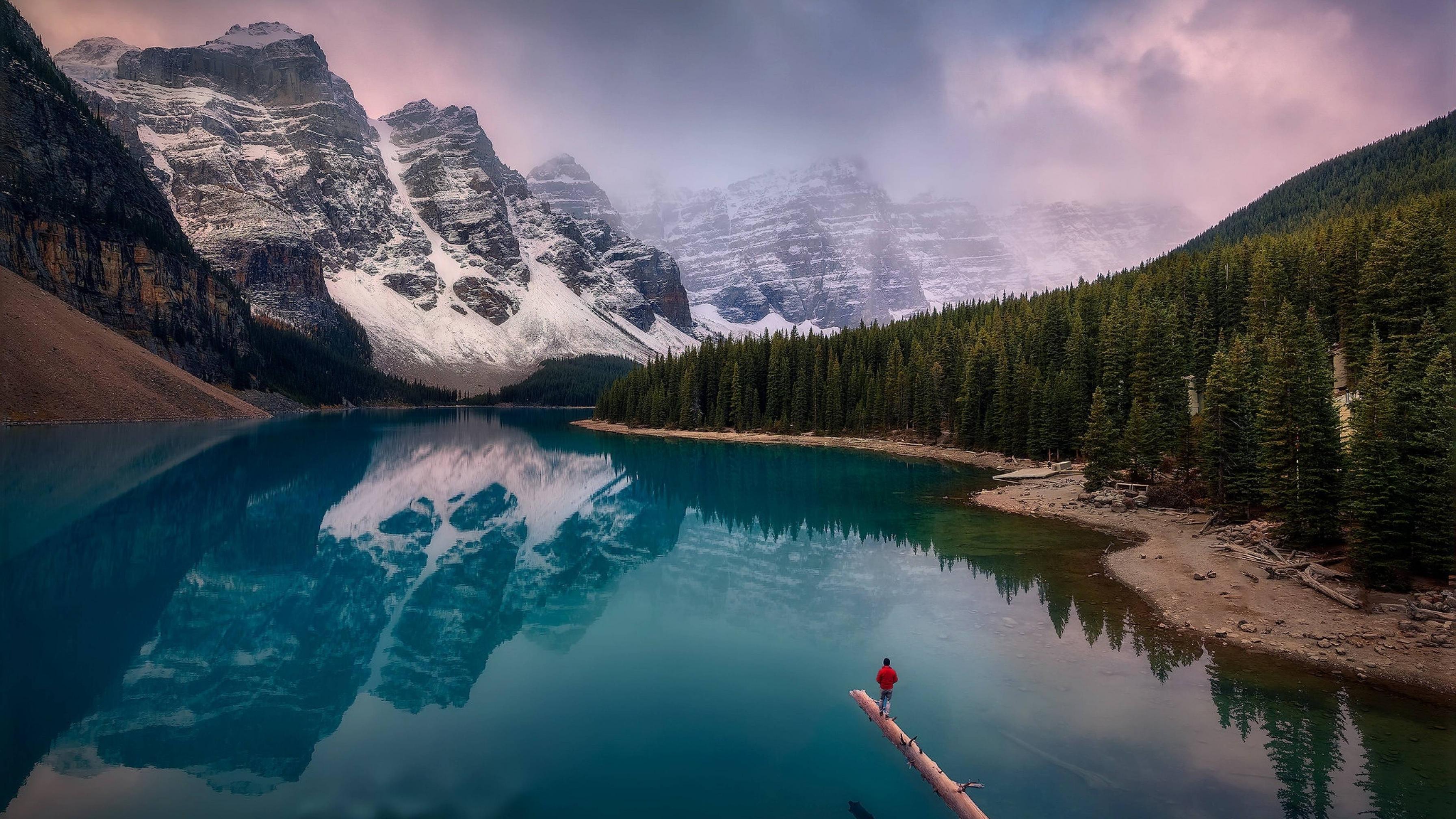 3584x2016 Moraine Lake Canadian Rockies Drone View 5K Wallpaper, HD Nature 4K Wallpaper, Image, Photo and Background