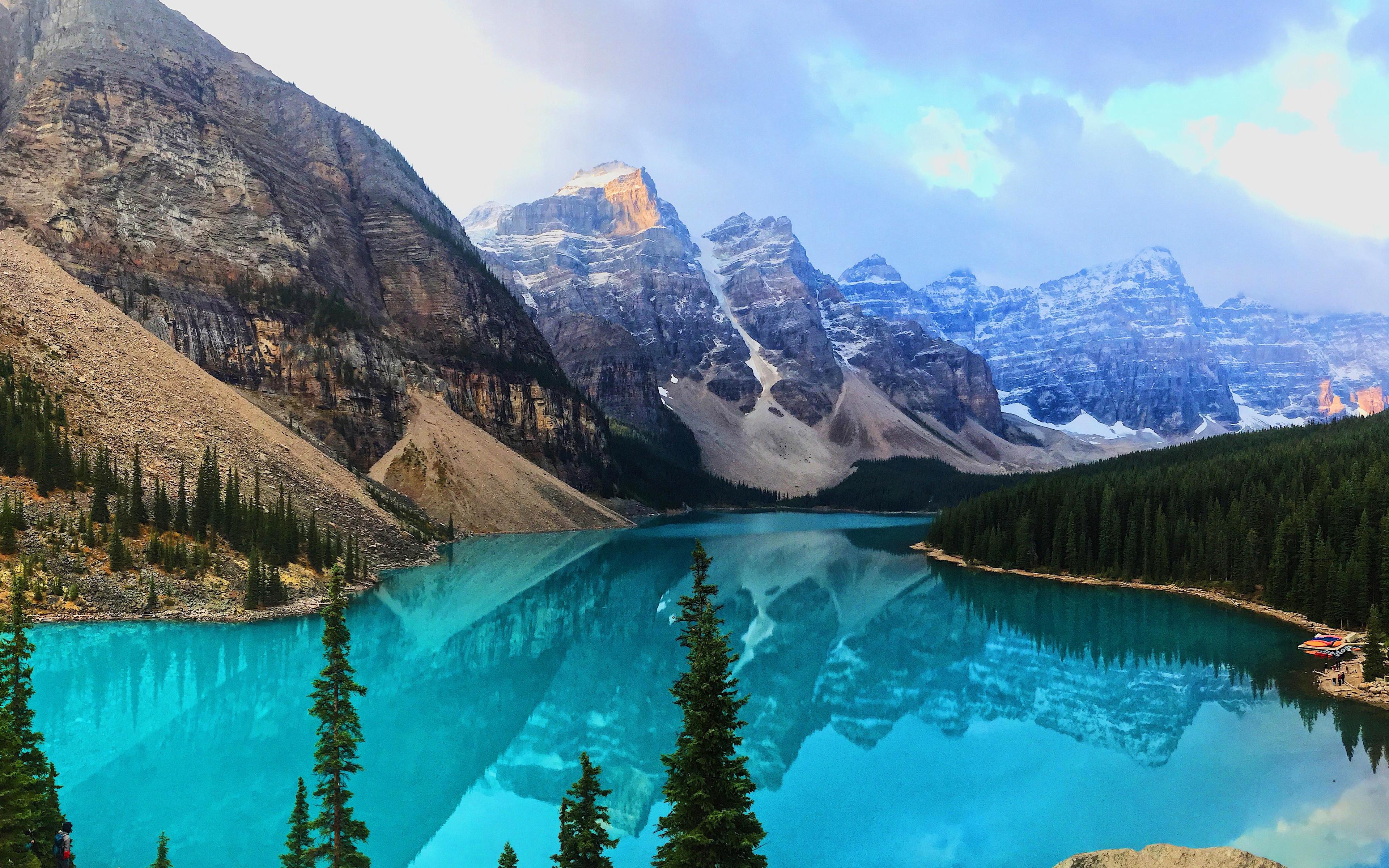 3840x2400 Moraine Lake, 4k, Sunrise, Banff National Park, Blue National Park HD Wallpaper