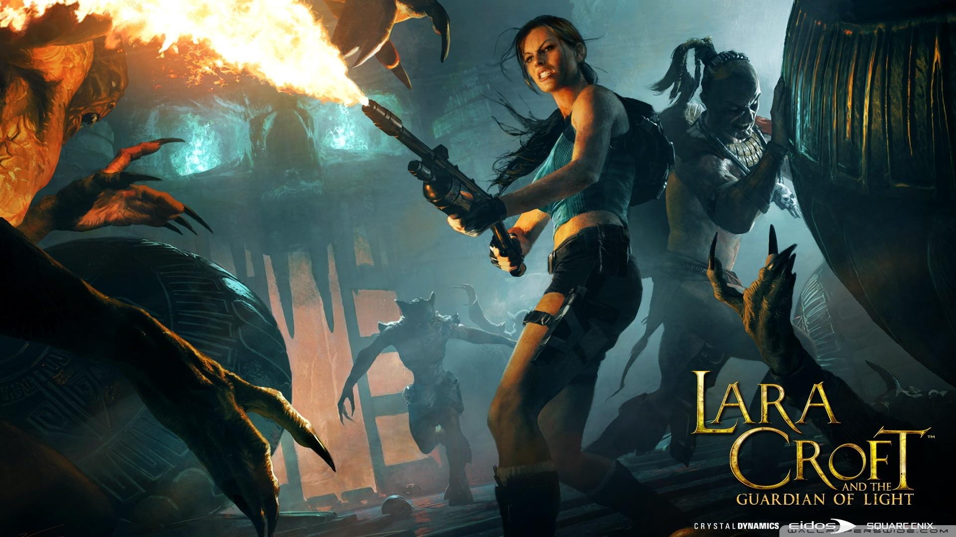 1920x1080 Lara Croft Flamethrower HD Wallpaper