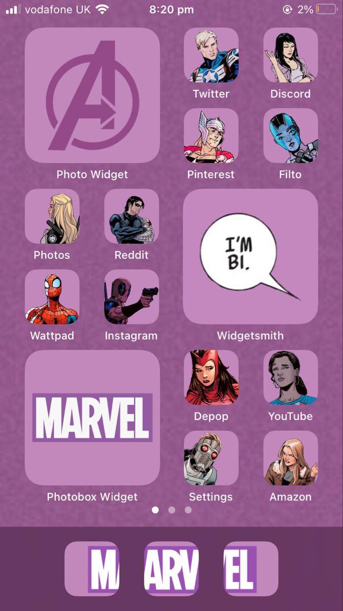 675x1200 marvel ios14 home screen idea. Ios app iphone, iPhone wallpaper ios, iPhone app layout