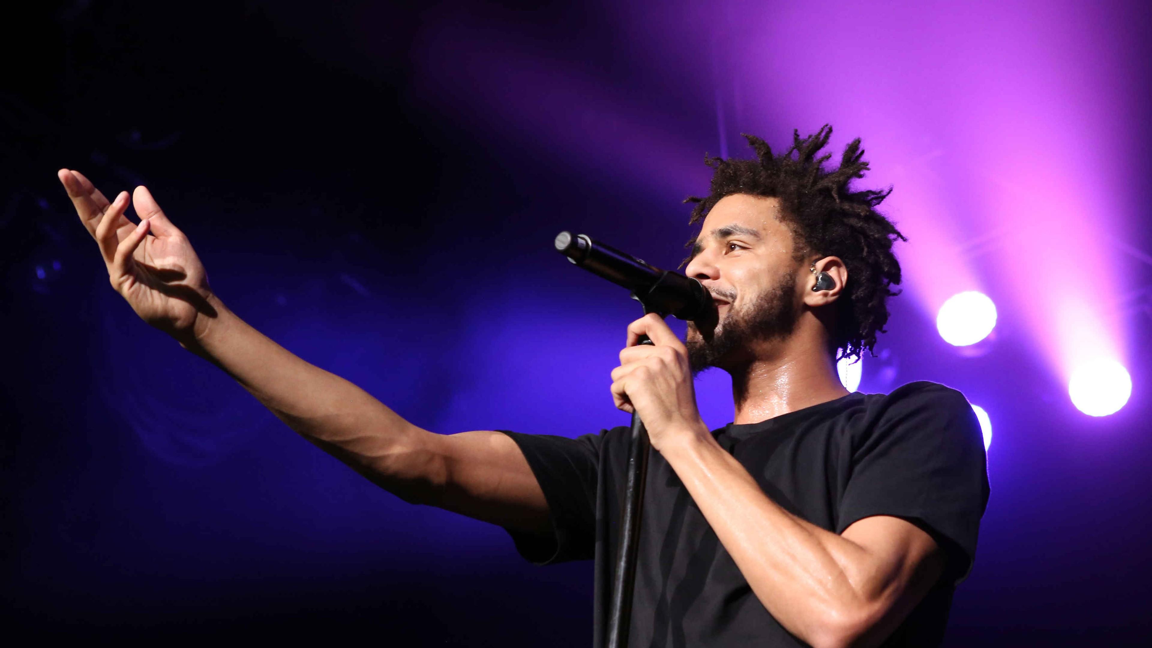 3840x2160 J Cole Is Singing Wearing Black T Shirt 4K HD Music Wallpaper