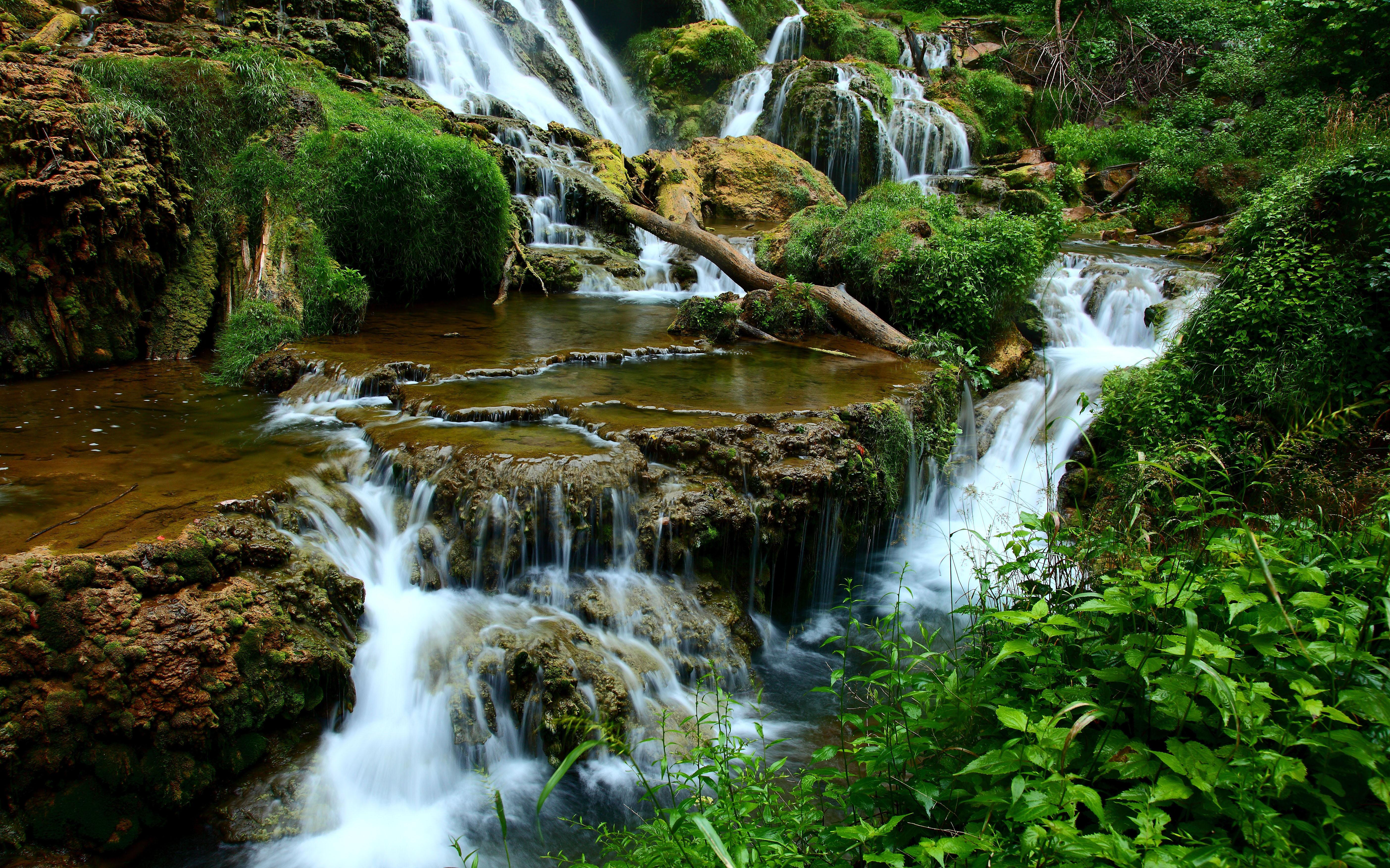 5616x3510 Cascading Waterfalls Blue Ridge Mountains In Virginia Waterfall Landscape Clear Water And Green Vegetation Nature Desktop Wallpaper HD 5616x3510 :