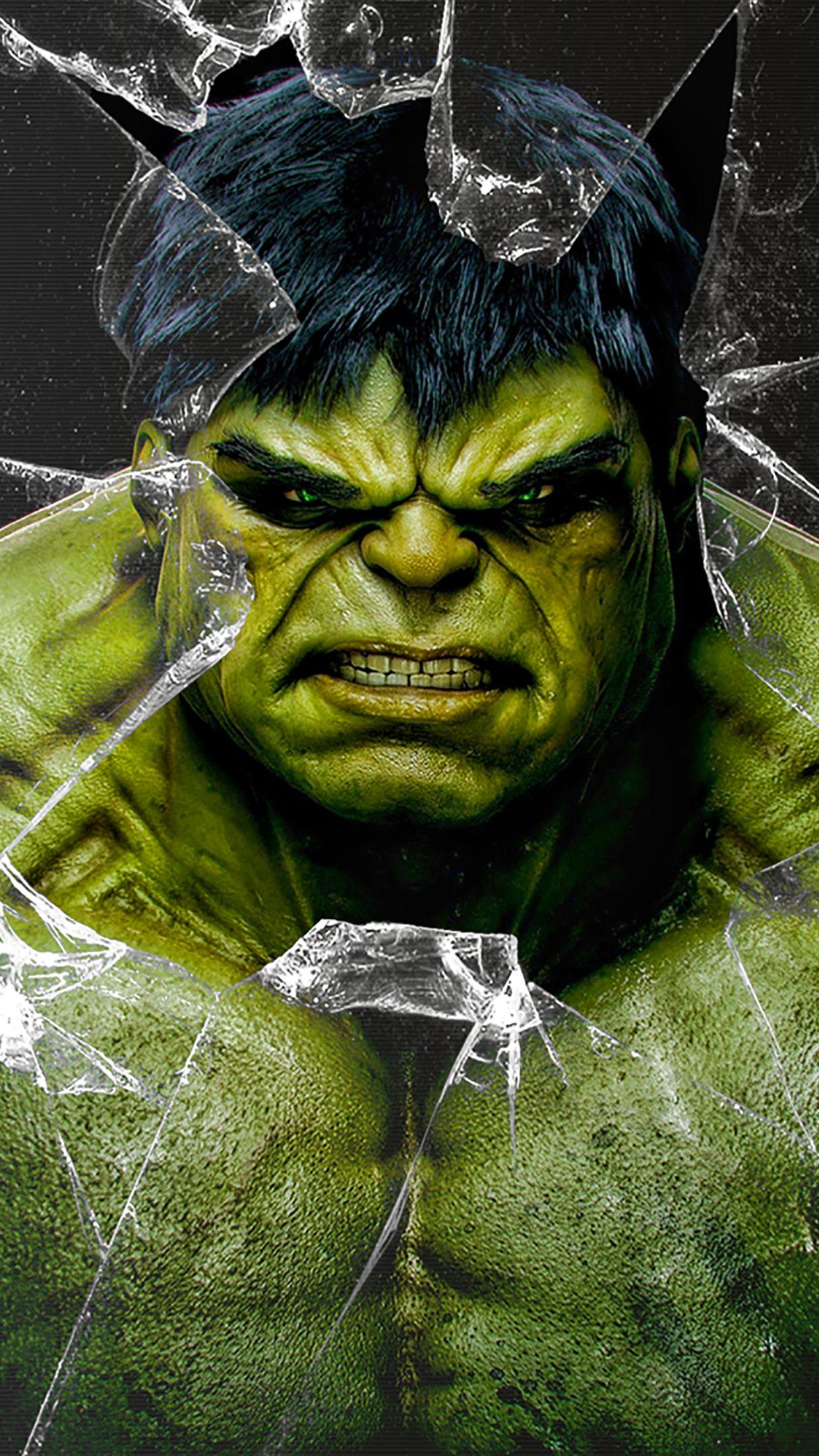 1242x2208 Hulk broken glass Wallpaper for iPhone X, 6