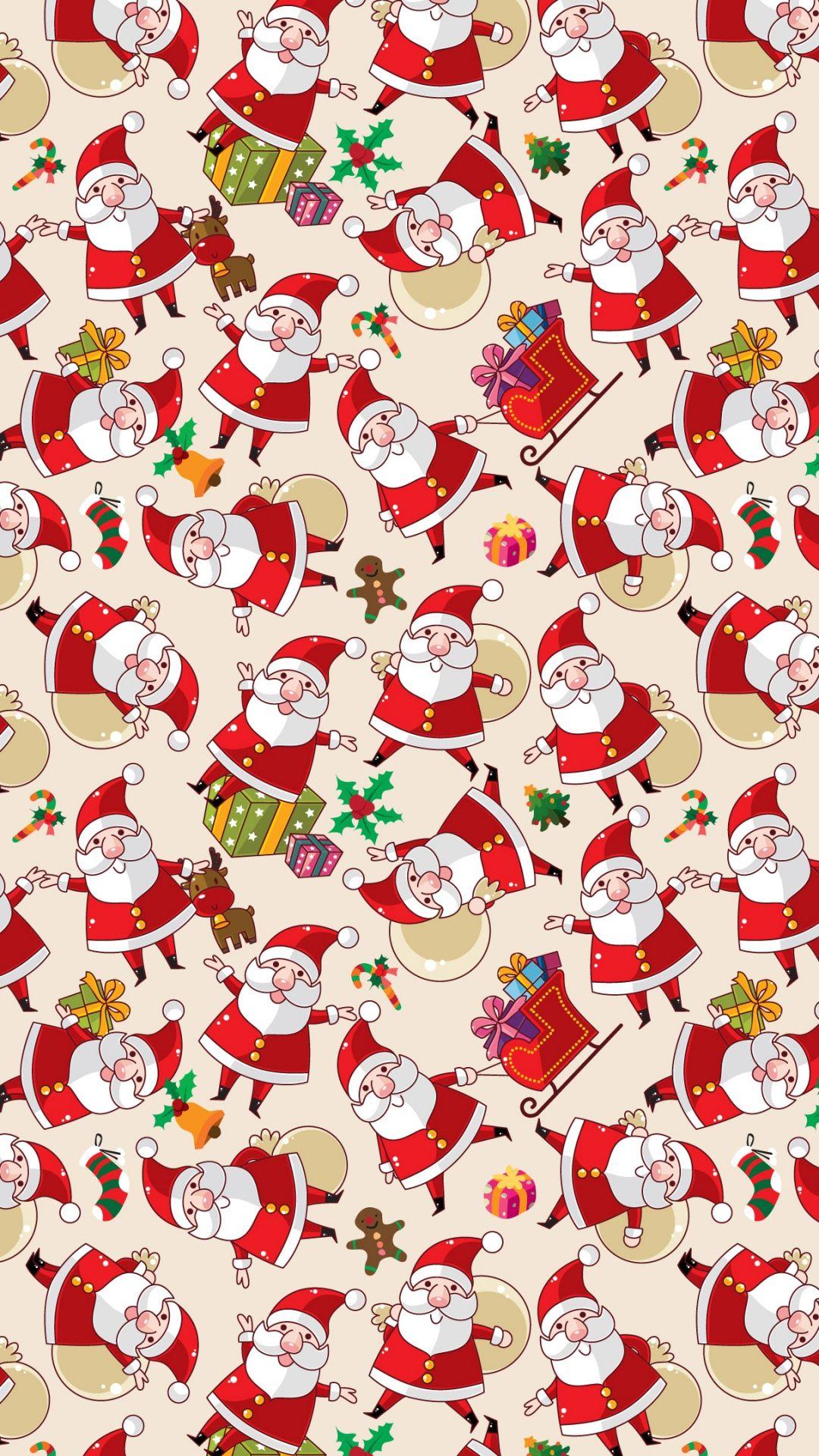 1080x1920 Wallpaper.wiki Santa Claus Pattern Texture Background Iphone