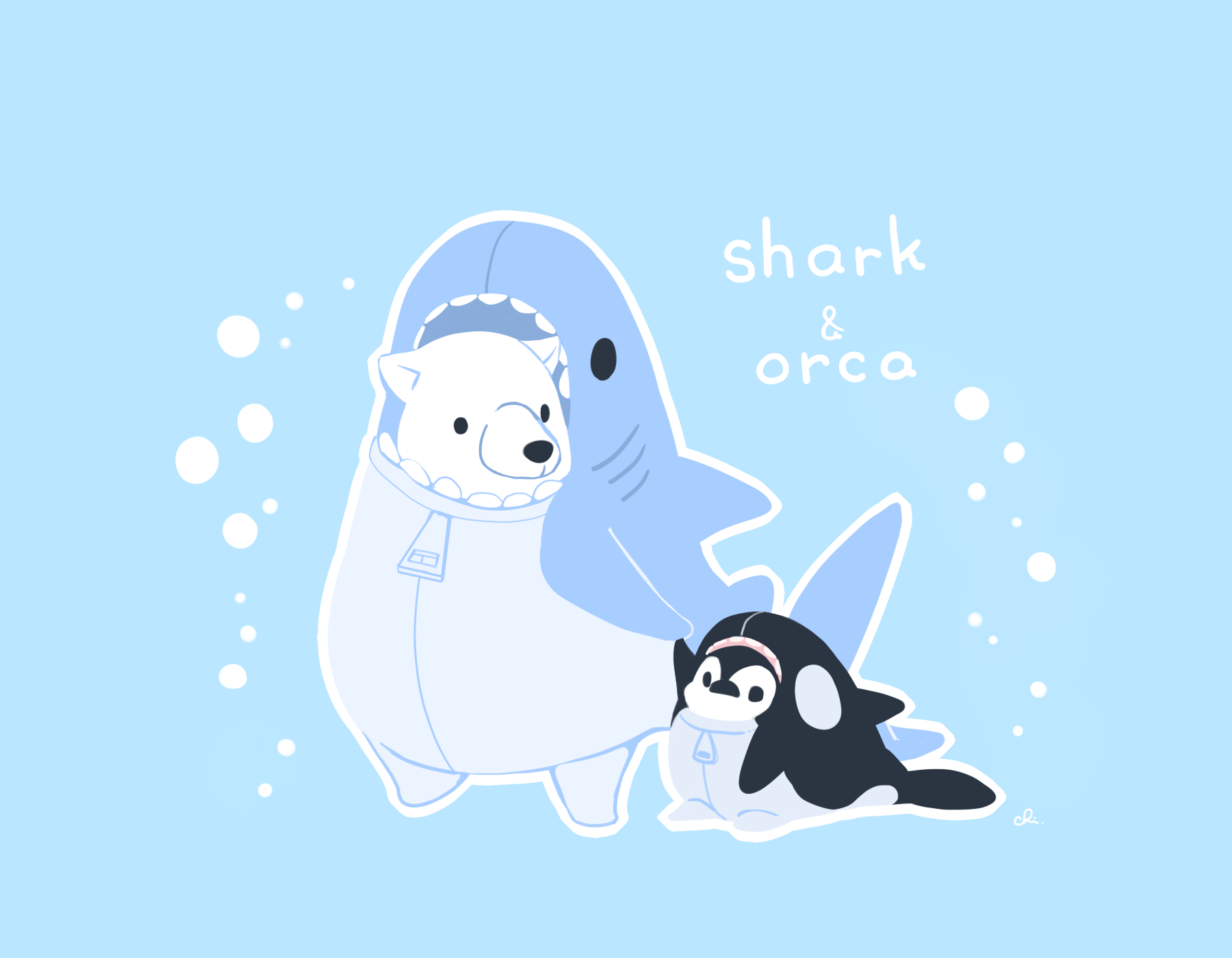 1800x1400 Original Characters Simple Background Penguins Polar Bears Drawingchisanne Digital Art Wallpaper:1800x1400