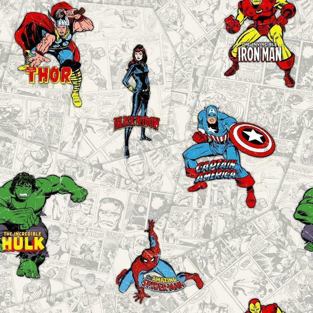 1000x1000 Avengers Marvel Comic Book Strip Wallpaper Hulk Spiderman Multicoloured