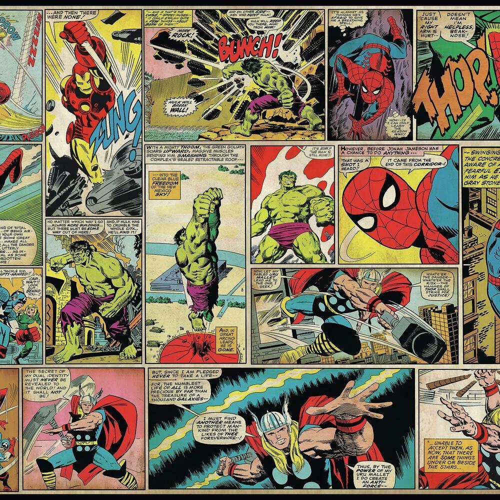 1000x1000 Marvel Comic Panel XL Spray and Stick Wallpaper Mural