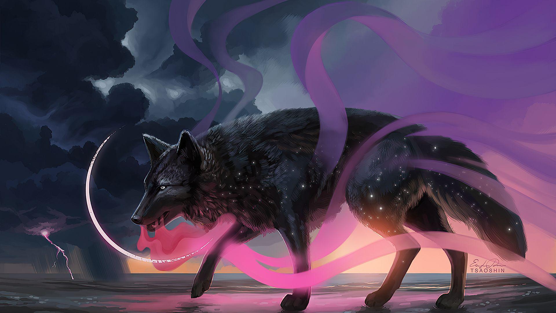 1920x1080 Desktop Wallpaper Wolf Black, Fantasy, Art, HD Image, Picture, Background, D88858