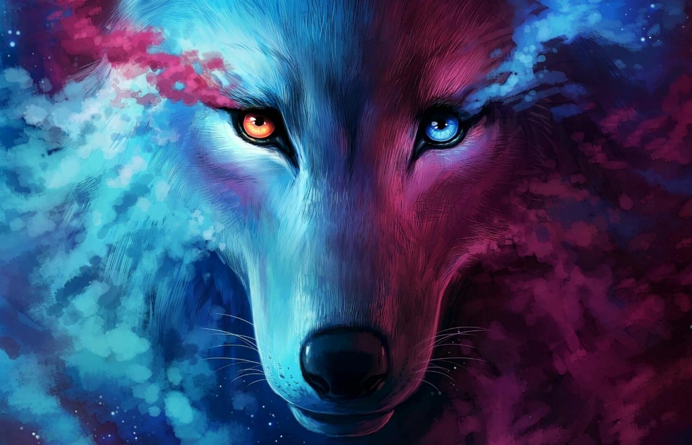1400x900 Wallpaper Shiny Eyes, Majestic Wolf, Artwork:1920x1080