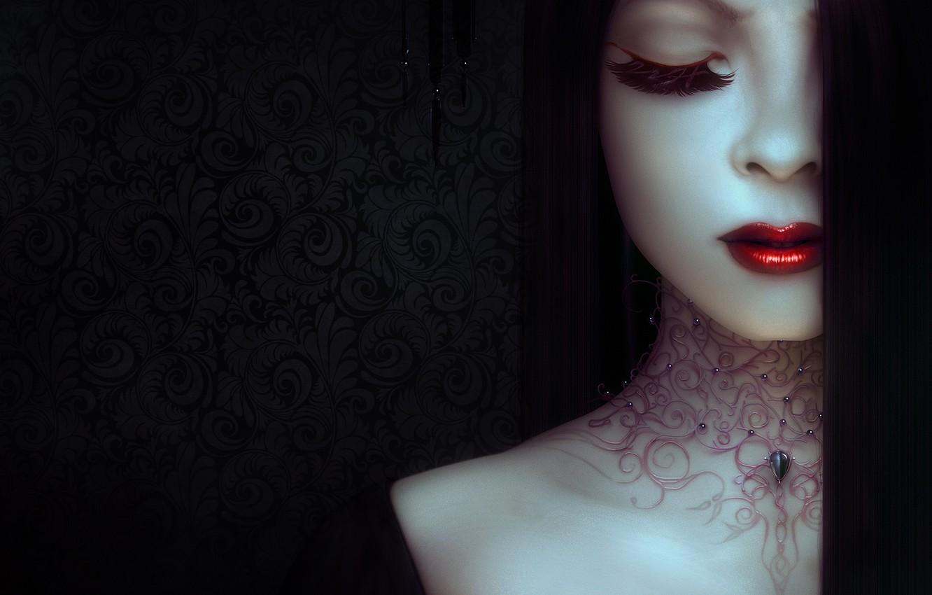 1332x850 Wallpaper Girl, Minimalism, Lips, Style, Face, Girl, Brunette, Fantasy, Art, Beautiful, Art, Neville Dsouza, Brunette, Style, Fiction, Japanese image for desktop, section арт