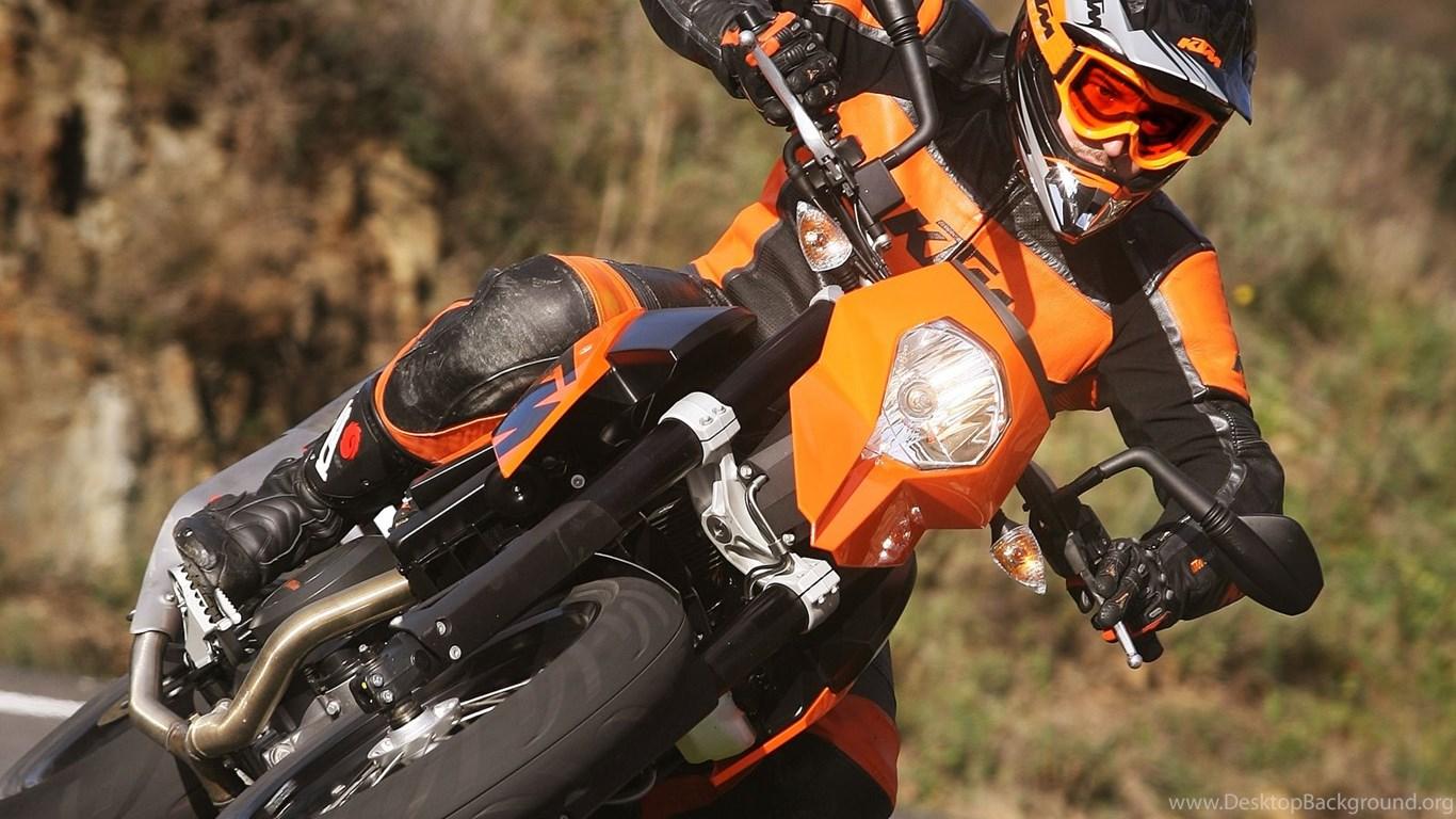 1366x768 KTM Bike Models KTM 690 Supermoto Wallpaper Desktop Background