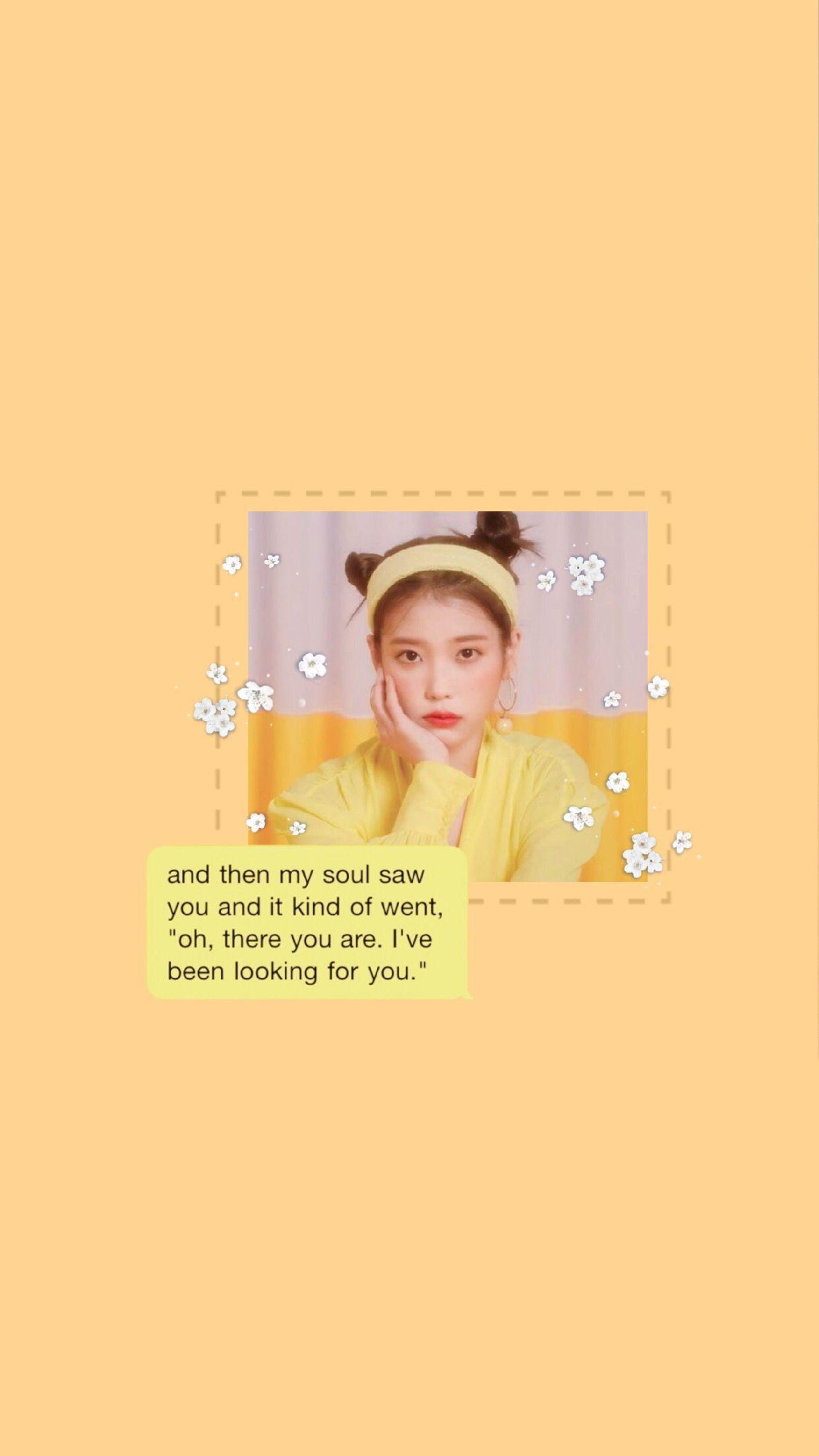 1242x2207 Korean Aesthetic Yellow Text Wallpaper • Wallpaper For You