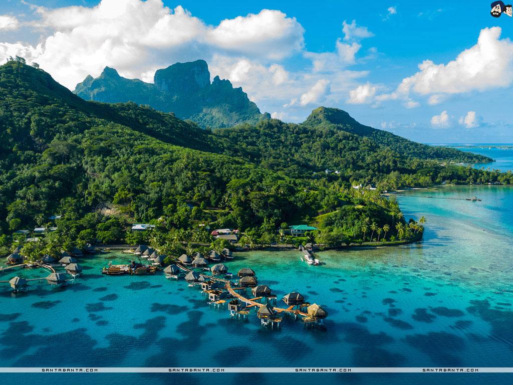 1024x768 Bora Bora island in French Polynesia, Tahiti, South Pacific Ocean