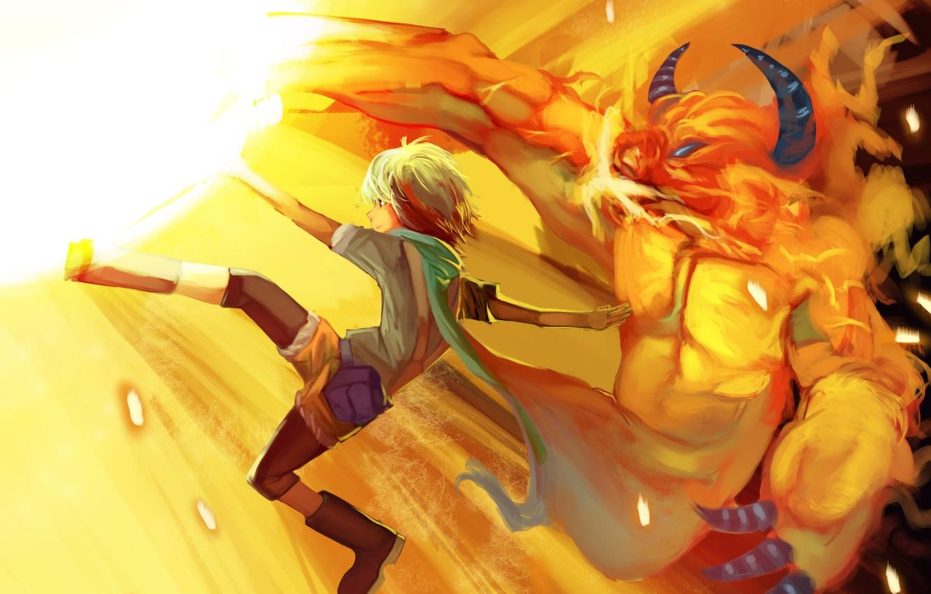 1332x850 Wallpaper magic, blow, guy, monster, art, into deep shit, ifrit, pascal, tales of graces image for desktop, section прочее