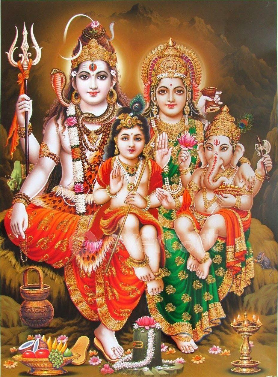 928x1256 God Shiva Parvathi Vinayaga HD Wallpaper