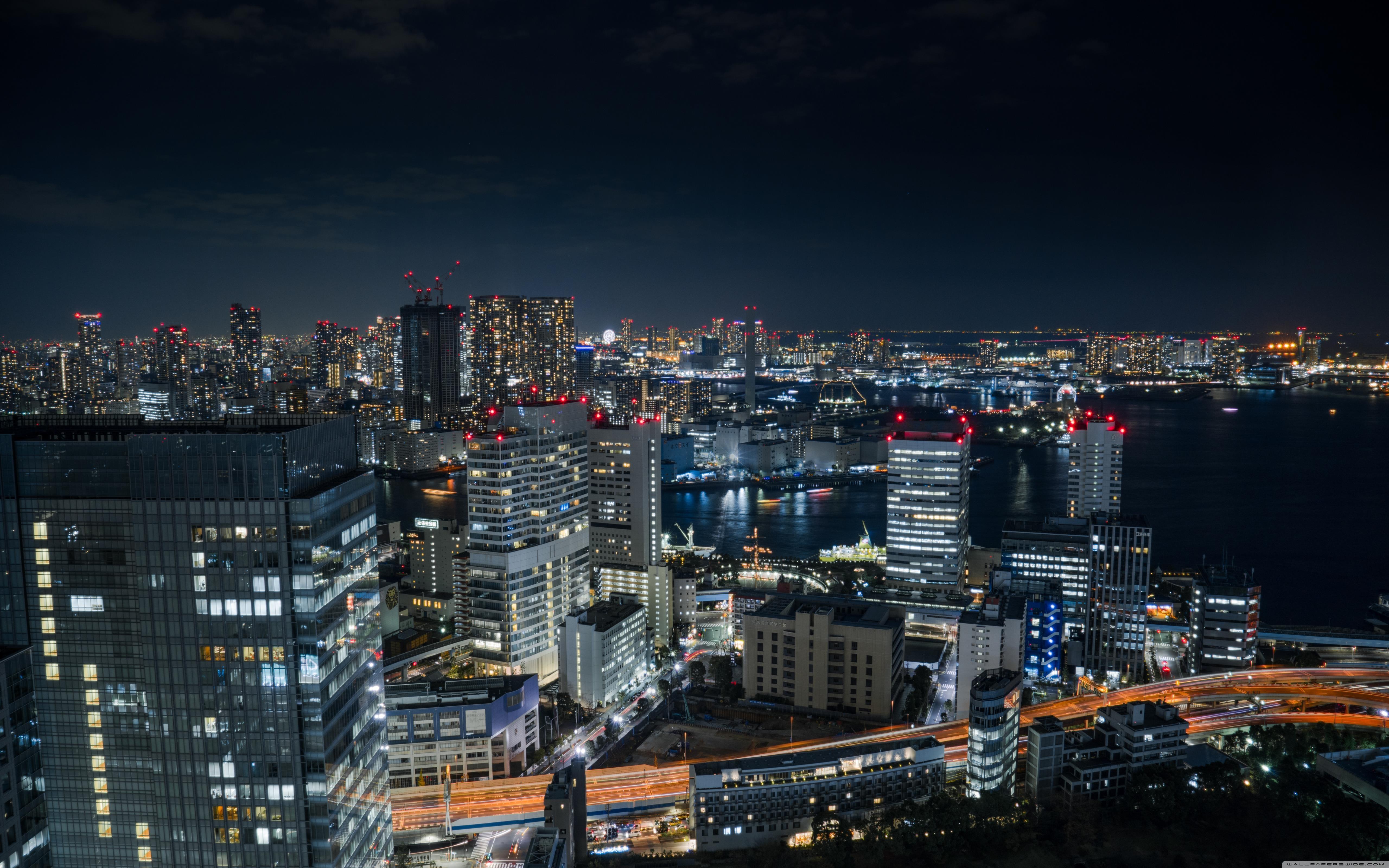 5120x3200 Tokyo Bay at Night Ultra HD Desktop Background Wallpaper for 4K UHD TV : Tablet