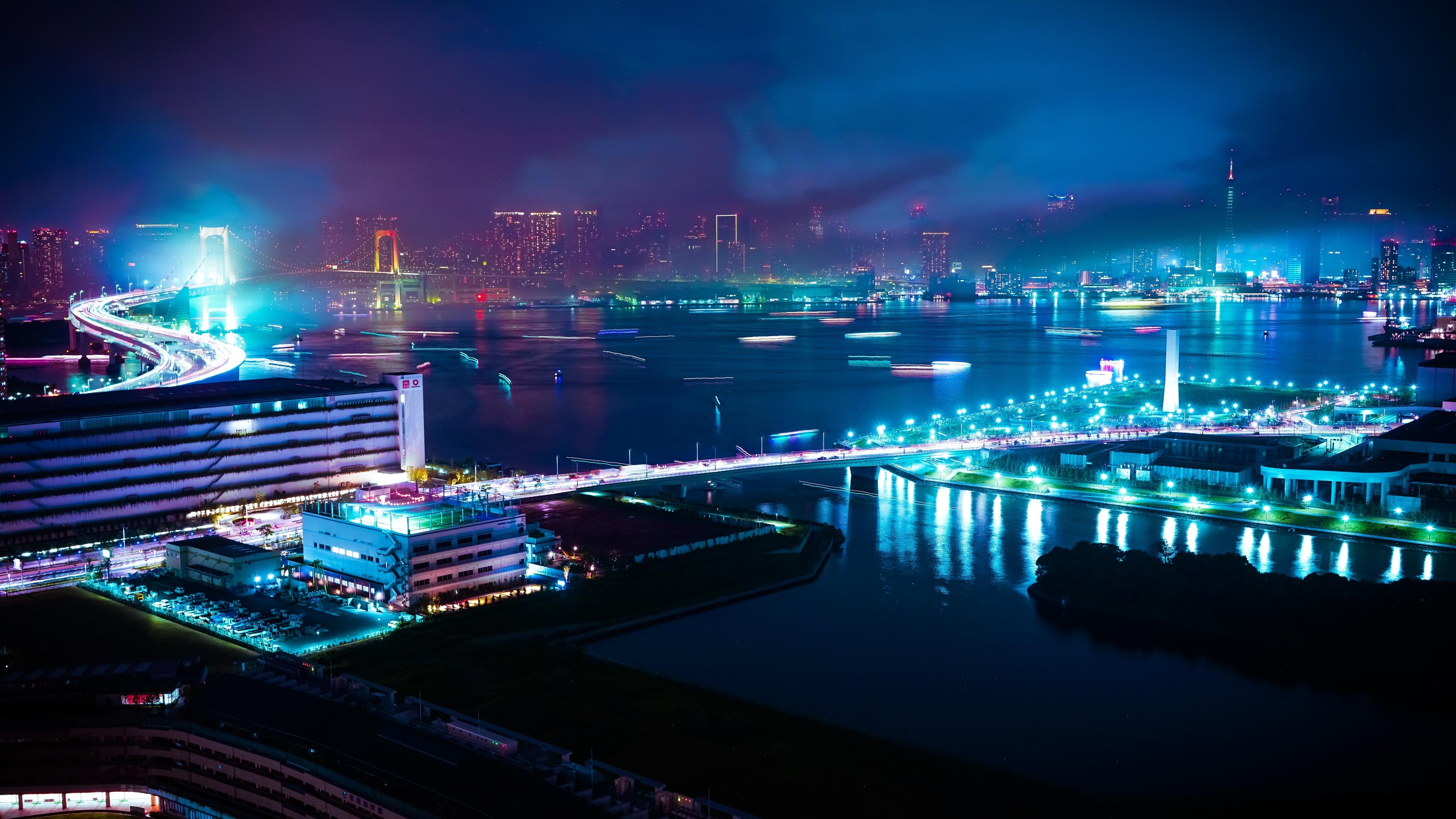 3840x2160 Tokyo Bay Night Time