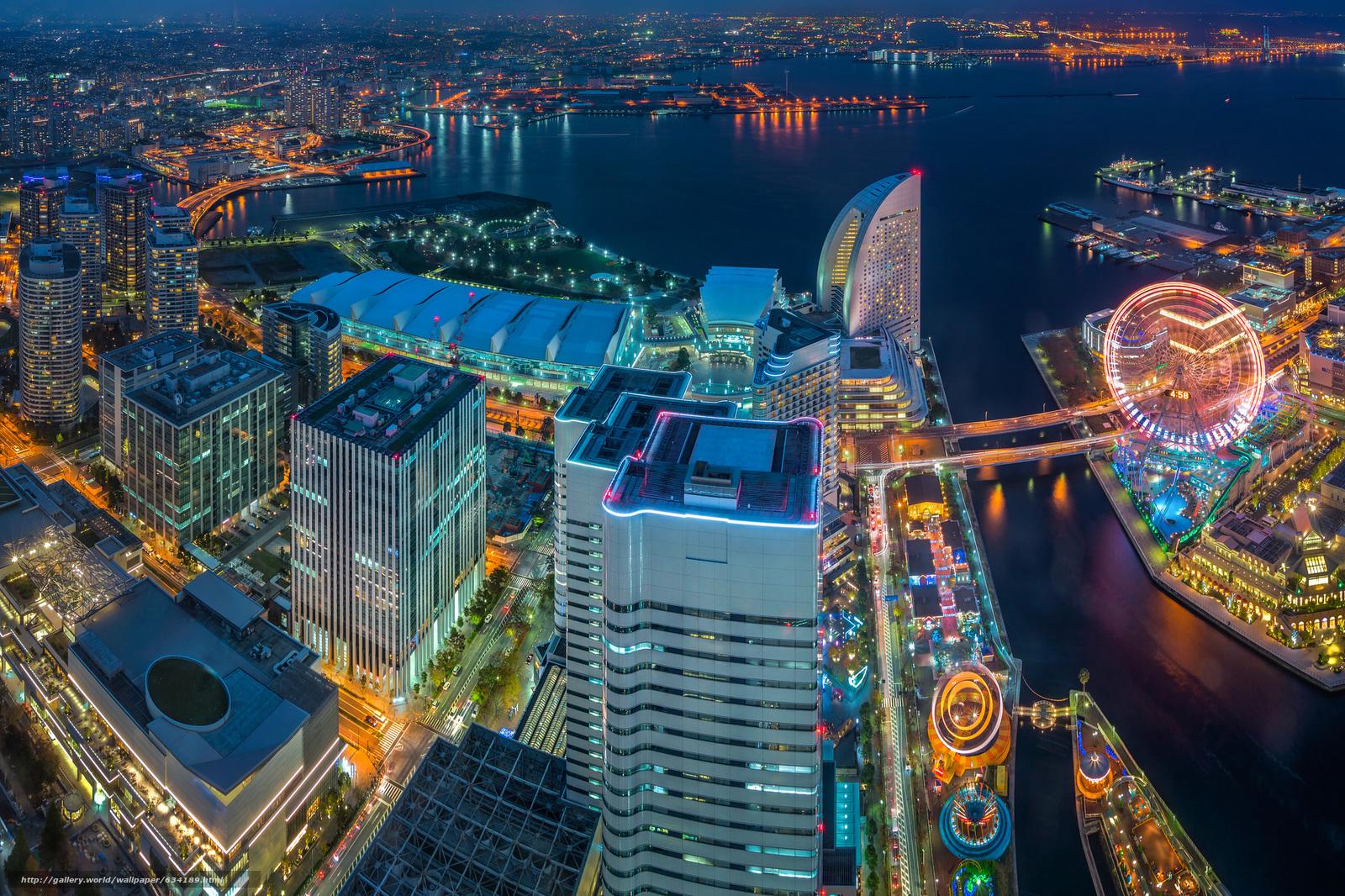 1600x1066 Download wallpaper Minato Mirai Yokohama, japan, Tokyo Bay free desktop wallpaper in the resolution 2048x1365