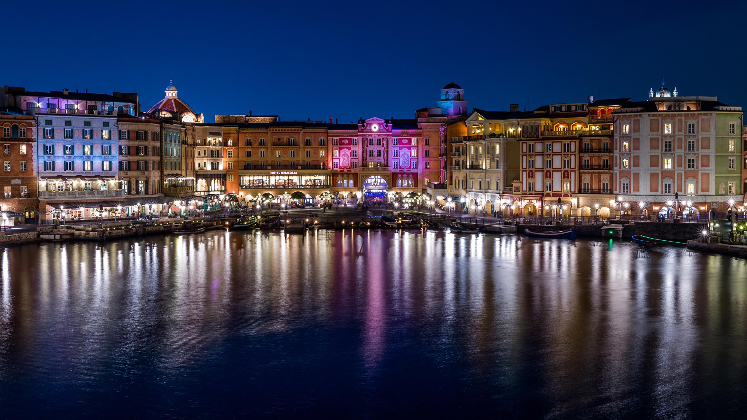 2560x1440 Picture Japan Tokyo DisneySea park Bay Berth Night Cities 2560x1440