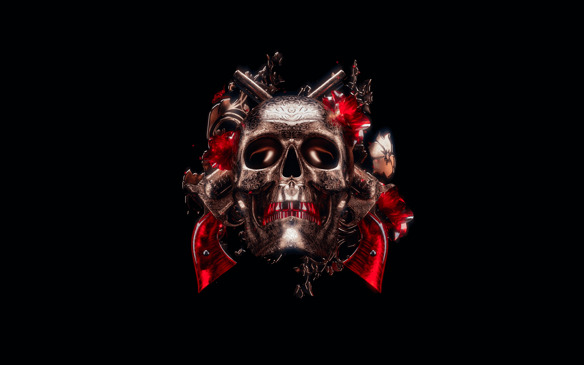 1920x1200 Skull Wallpaper 4K, 3D, Black background, Graphics CGI