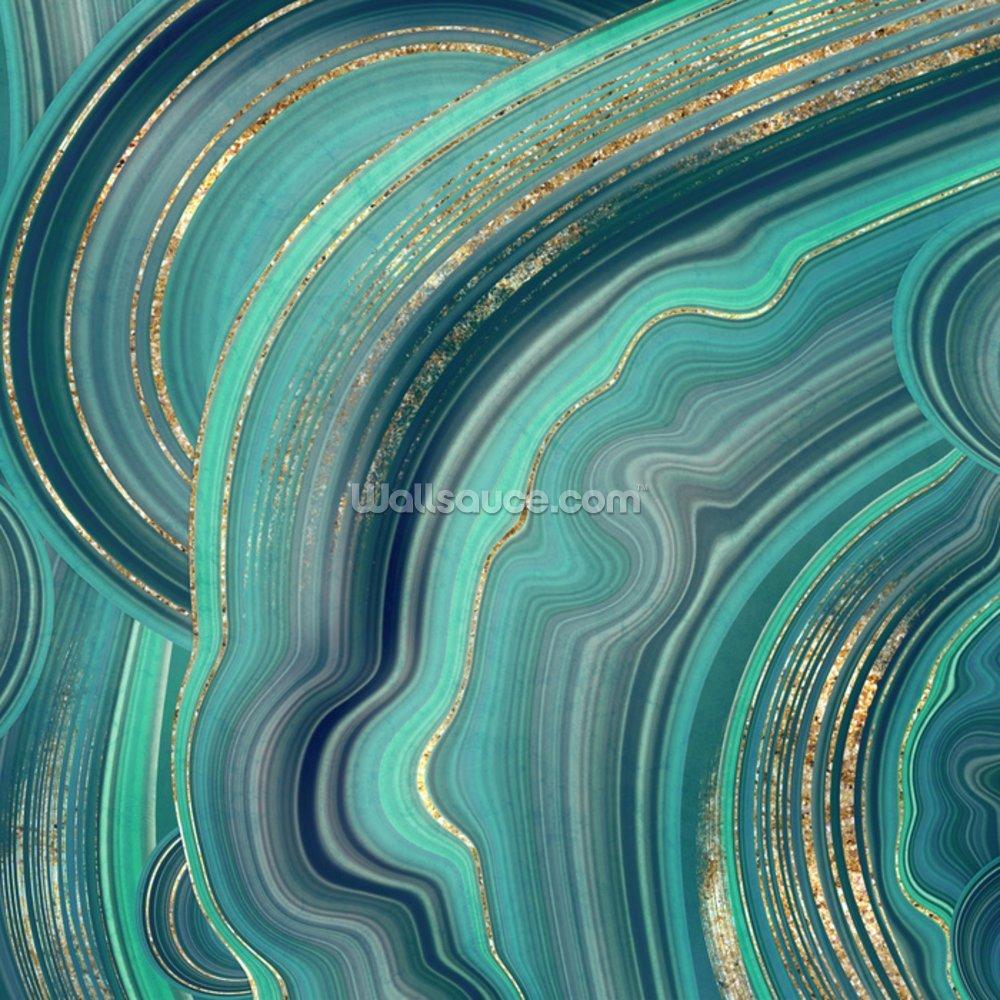 1000x1000 Abstract background fake stone texture malachite agate with mint green and gold veins painted artificial marbled surface fashion marbling illustration
