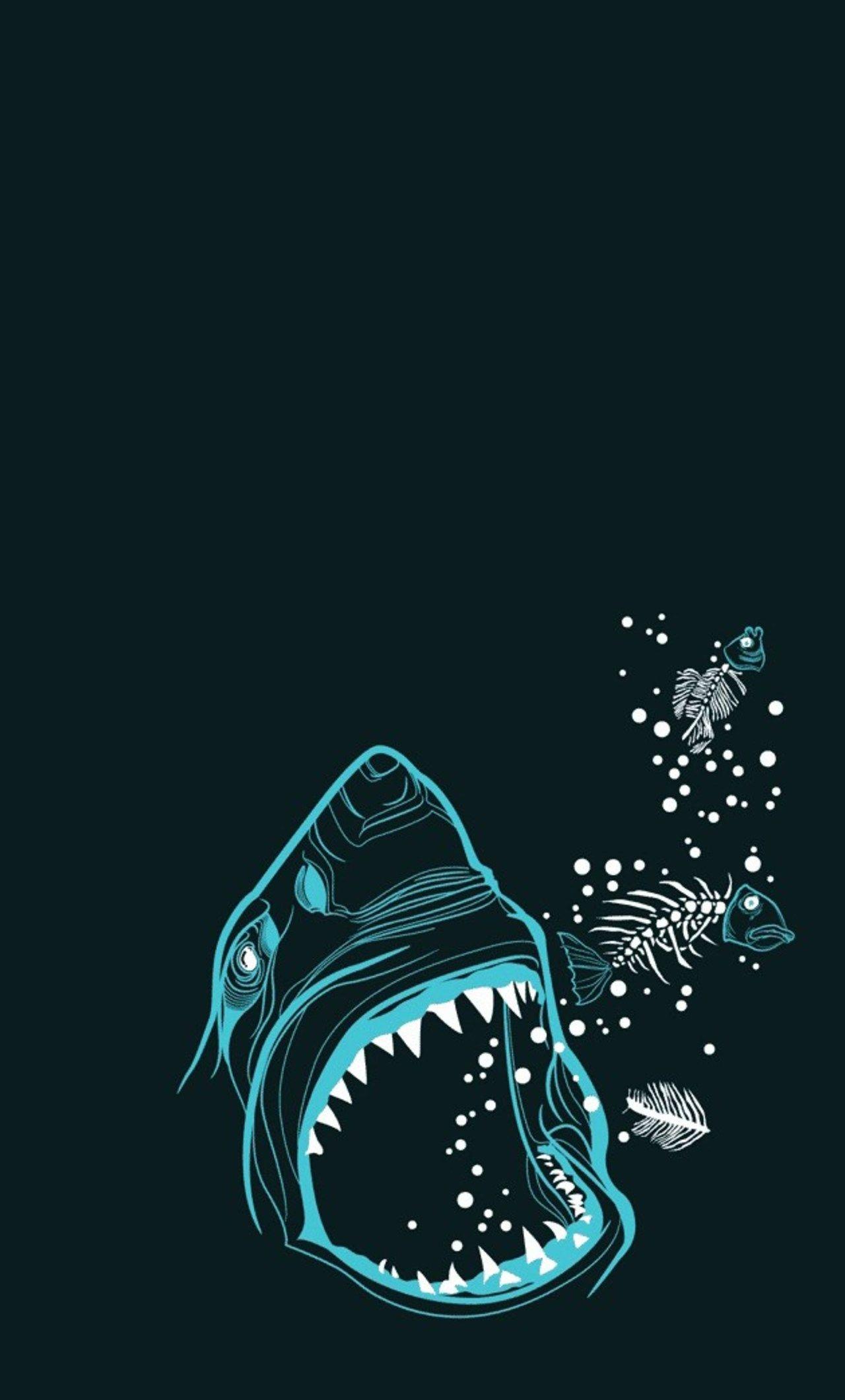 1280x2120 Neon Shark Wallpaper