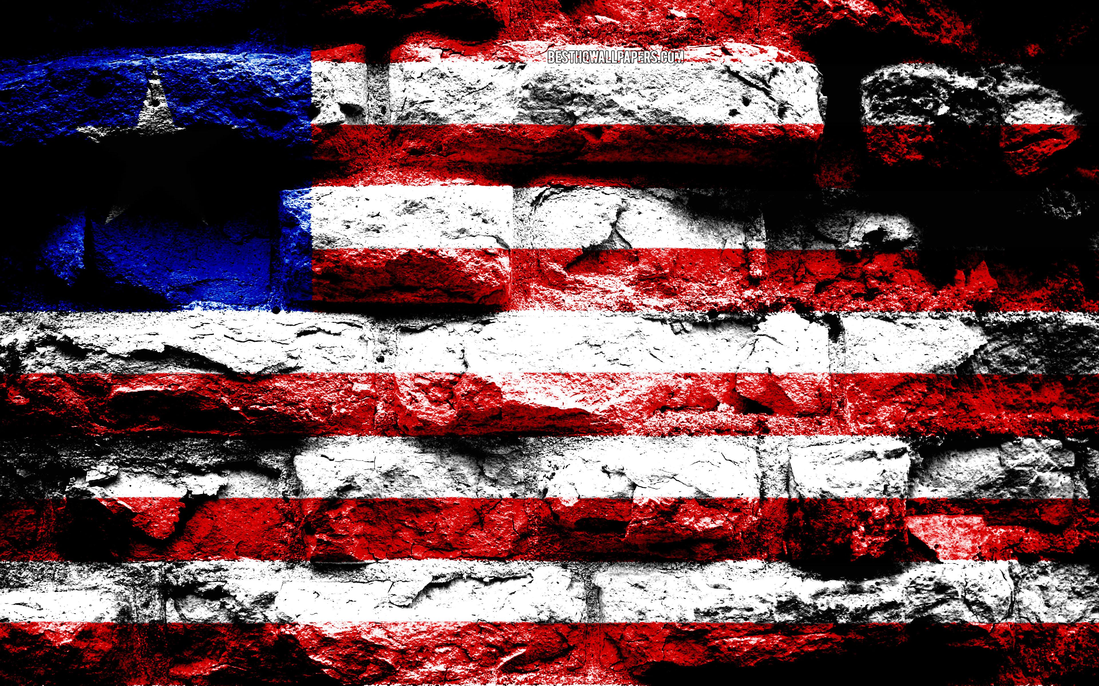 3840x2400 Download wallpaper Liberia flag, grunge brick texture, Flag of Liberia, flag on brick wall, Liberia, flags of Africa countries for desktop with resolution 3840x2400. High Quality HD picture wallpaper