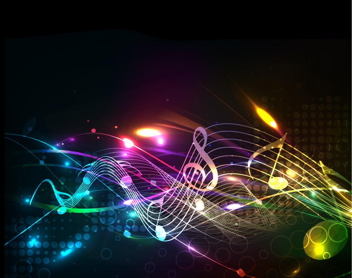 1136x898 Neon Music Notes Wallpaper