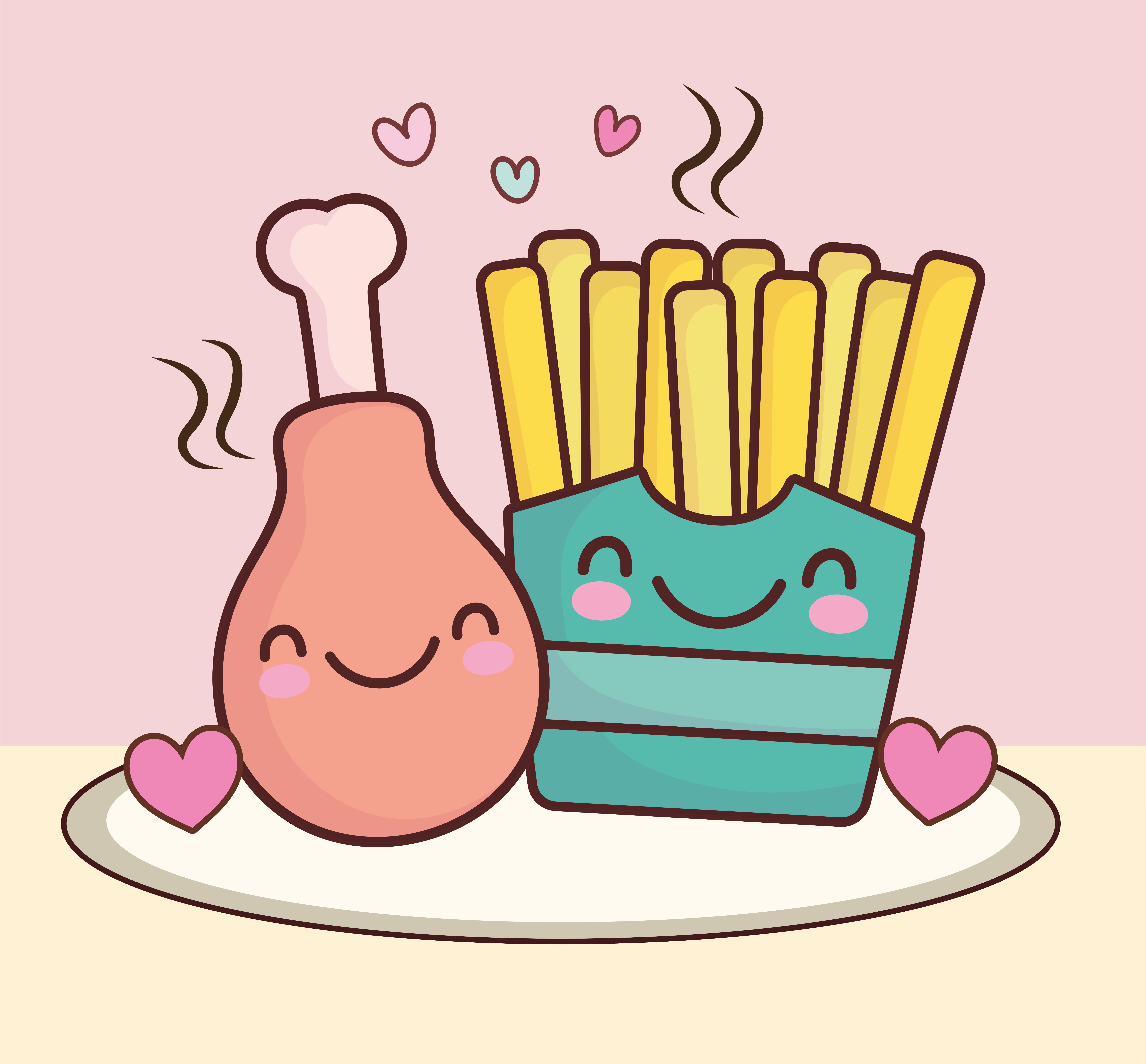 7983x7413 cute chicken french fries