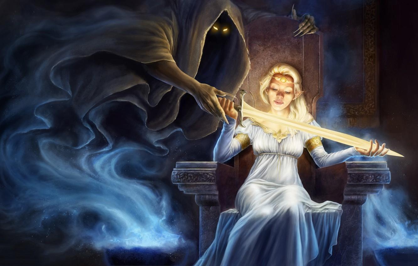 1332x850 Wallpaper Girl, Sword, Death, Spirit image for desktop, section фантастика
