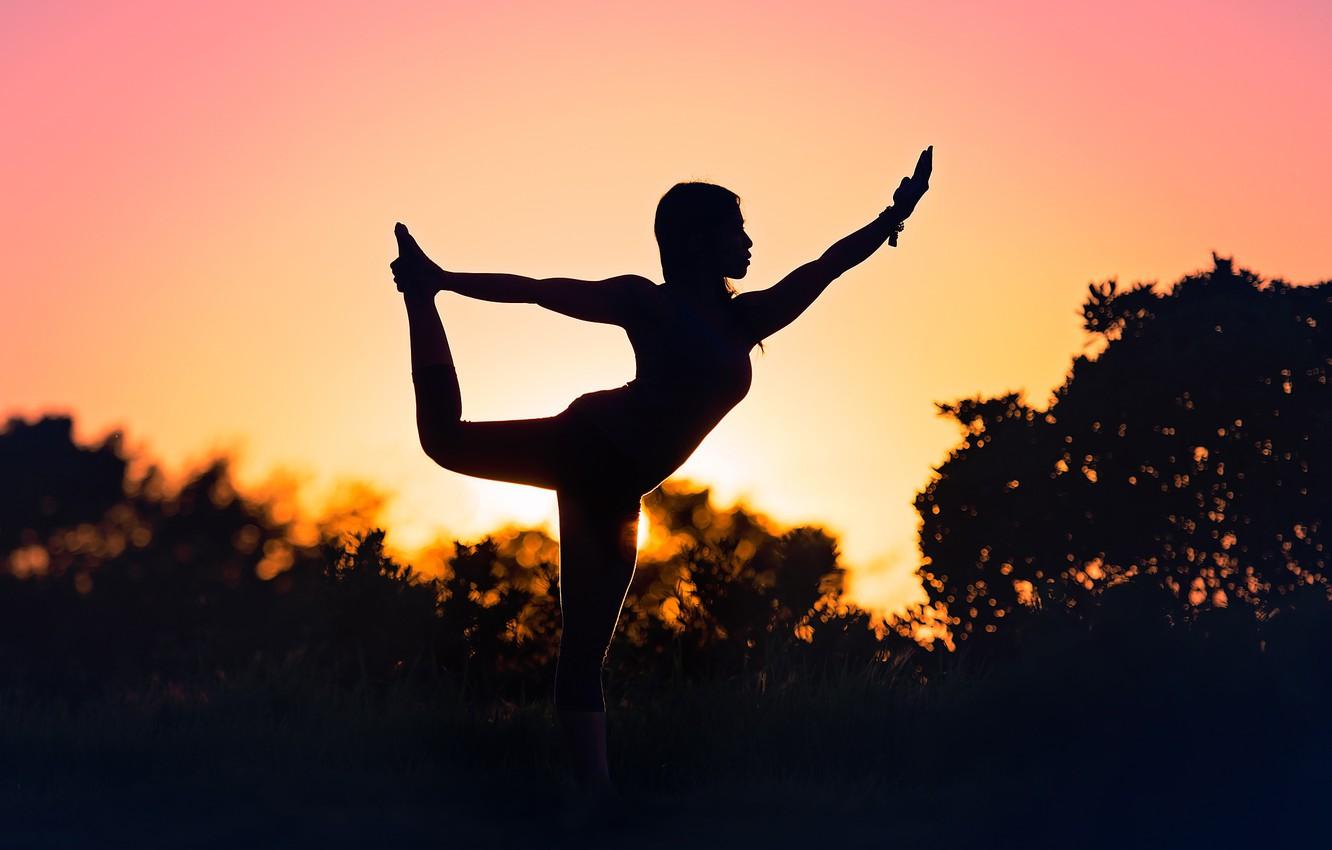 1332x850 Wallpaper girl, silhouette, Yoga Silhouette image for desktop, section спорт