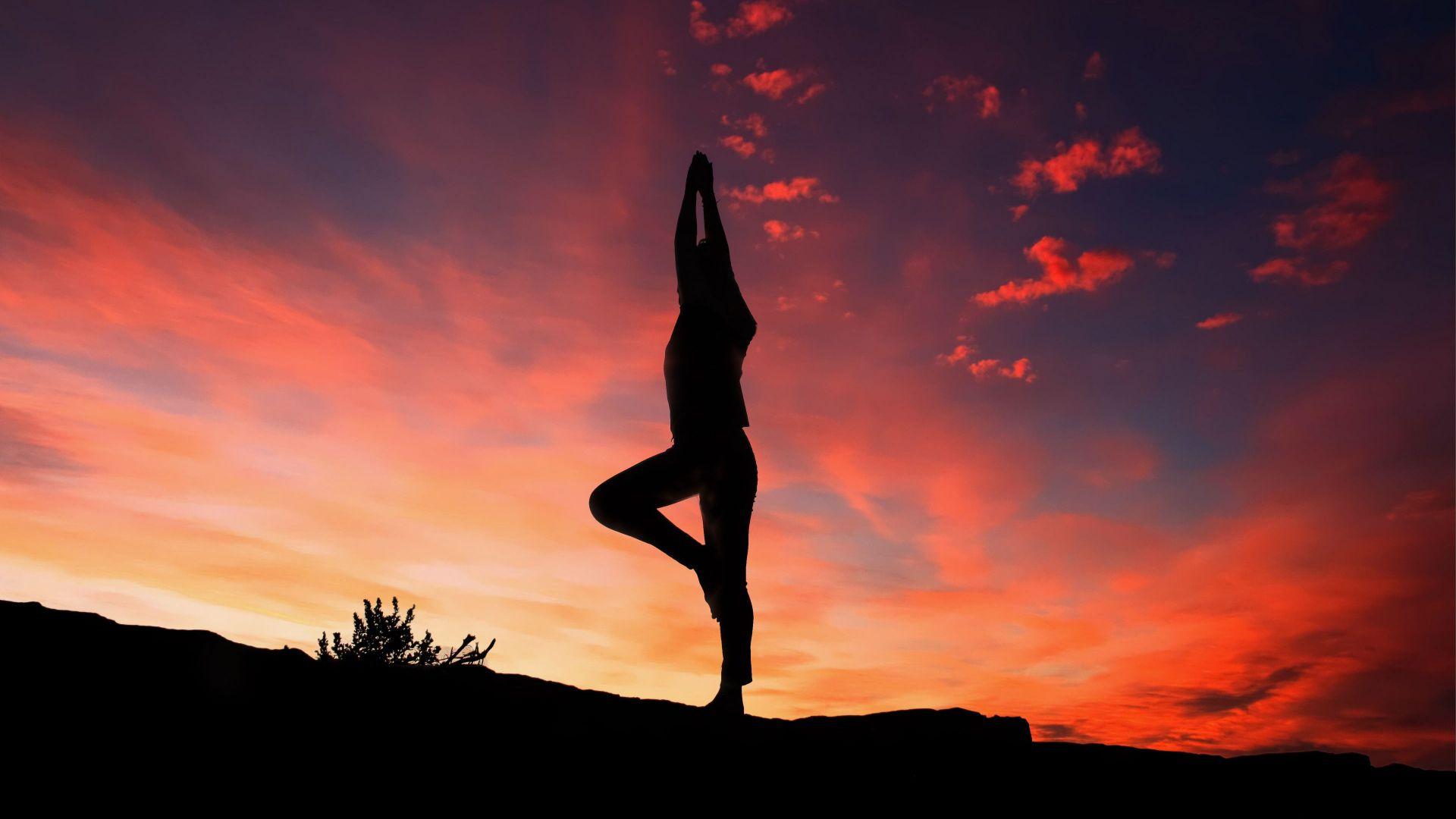 1920x1080 Yoga, silhouette, sunset wallpaper, HD image, picture, background, 0da1b0