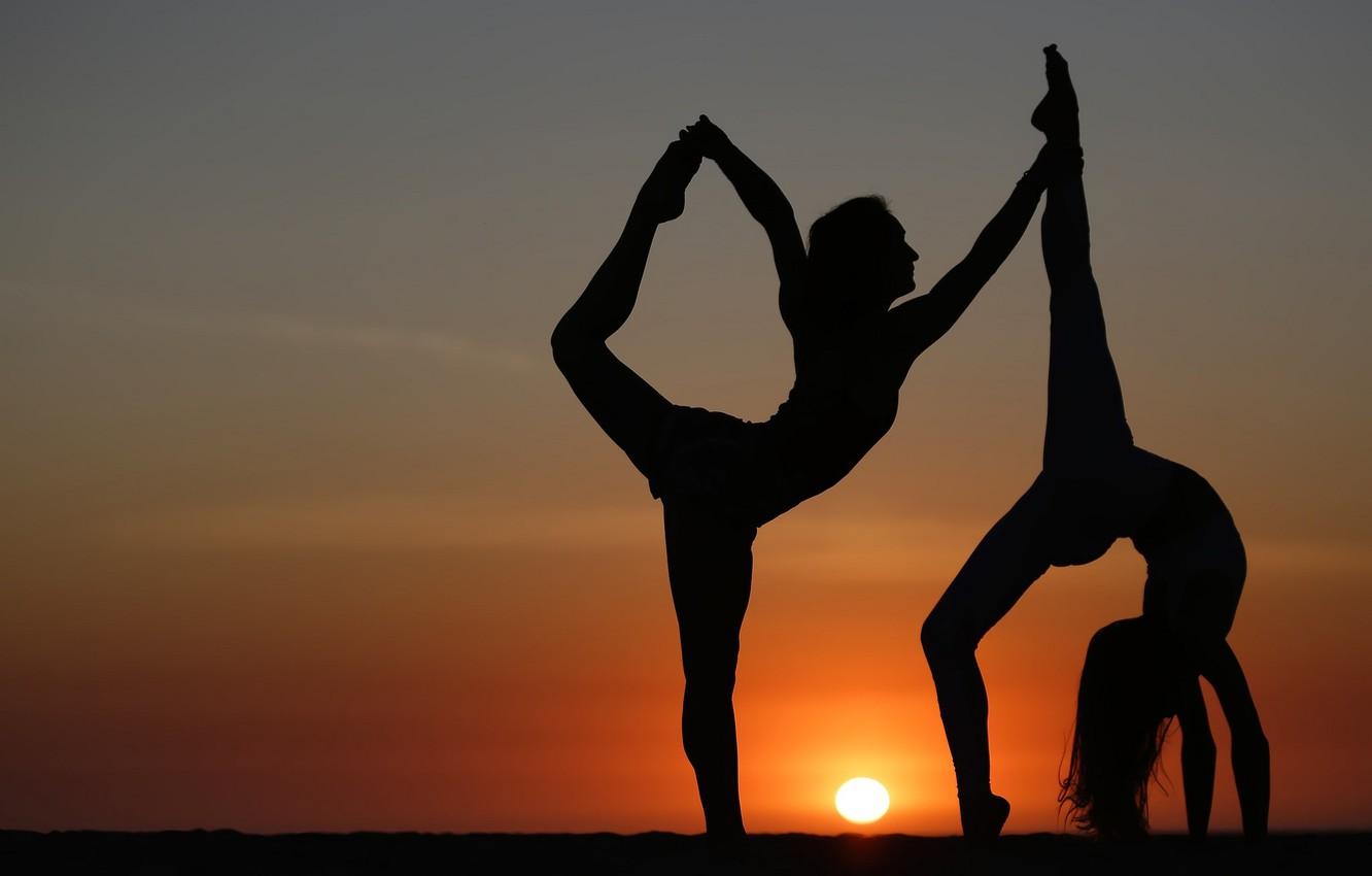 1332x850 Wallpaper girls, flexibility, silhouette, yoga, legs image for desktop, section спорт