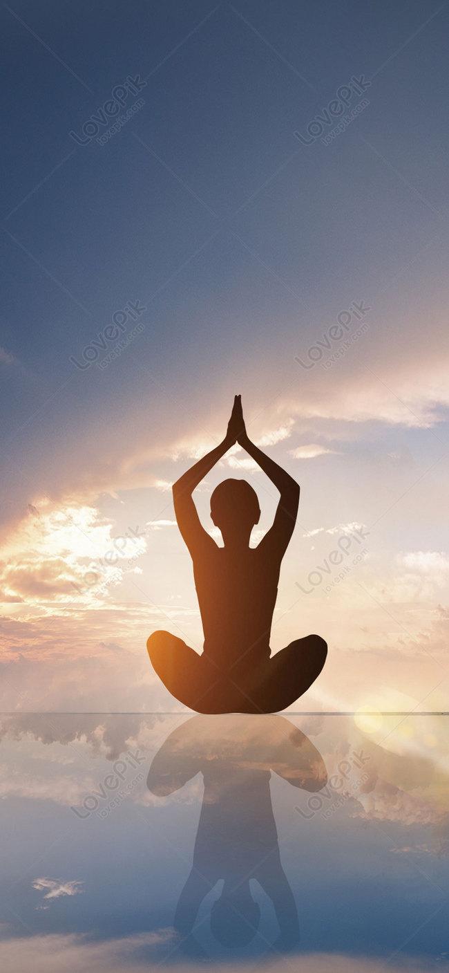 650x1407 Sunset Yoga Mobile Wallpaper Image