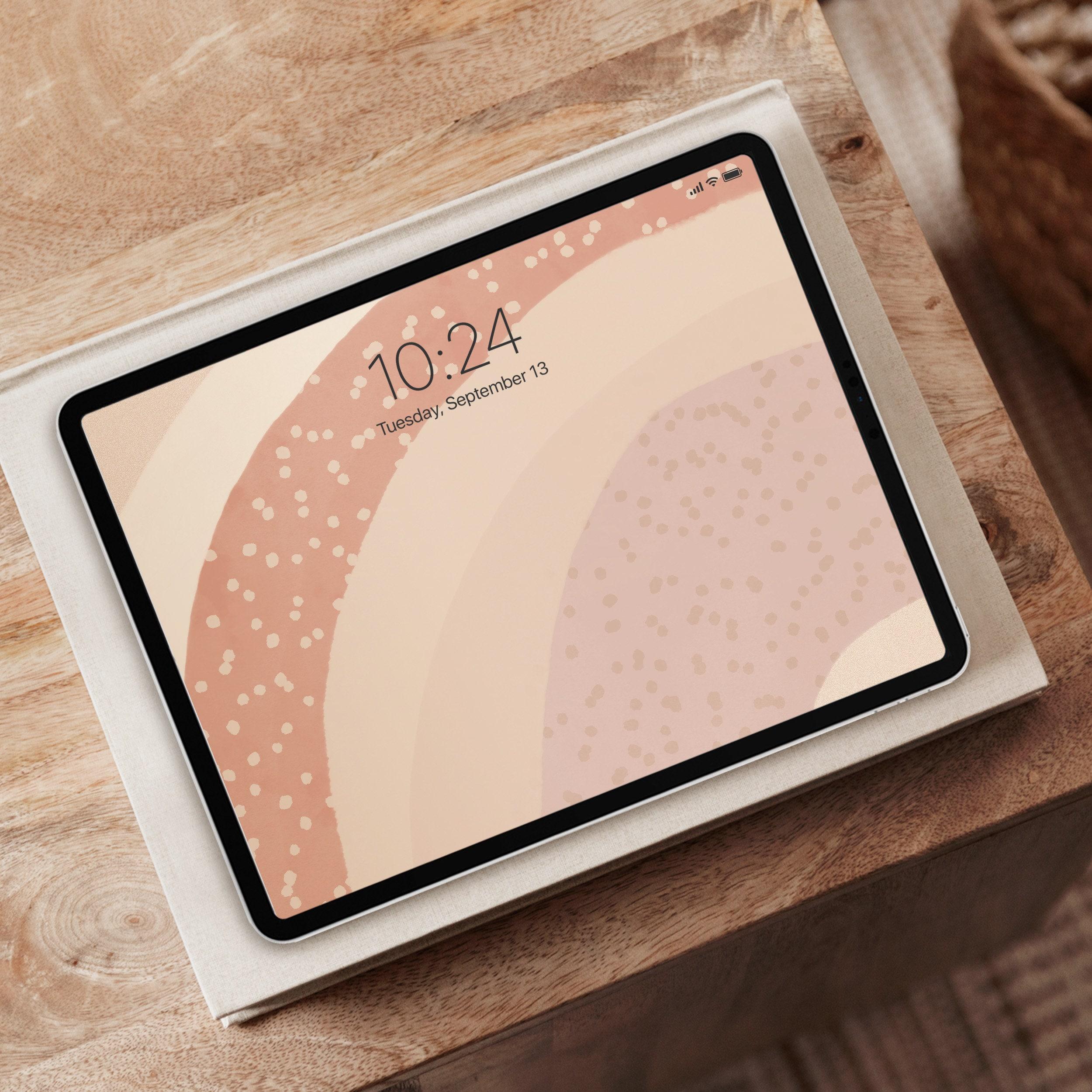 2500x2500 Boho Neutral iPad Wallpaper Rainbow Modern Aesthetic Tablet