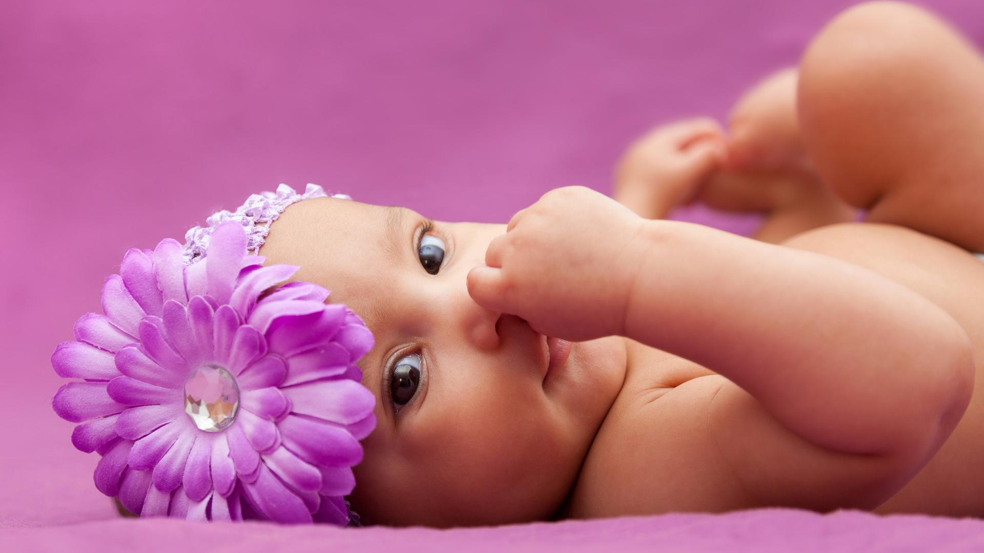 1920x1080 Cute New Baby Girl Wallpaper with Purple Background Wallpaper. Wallpaper Download. High Resolution Wallpaper
